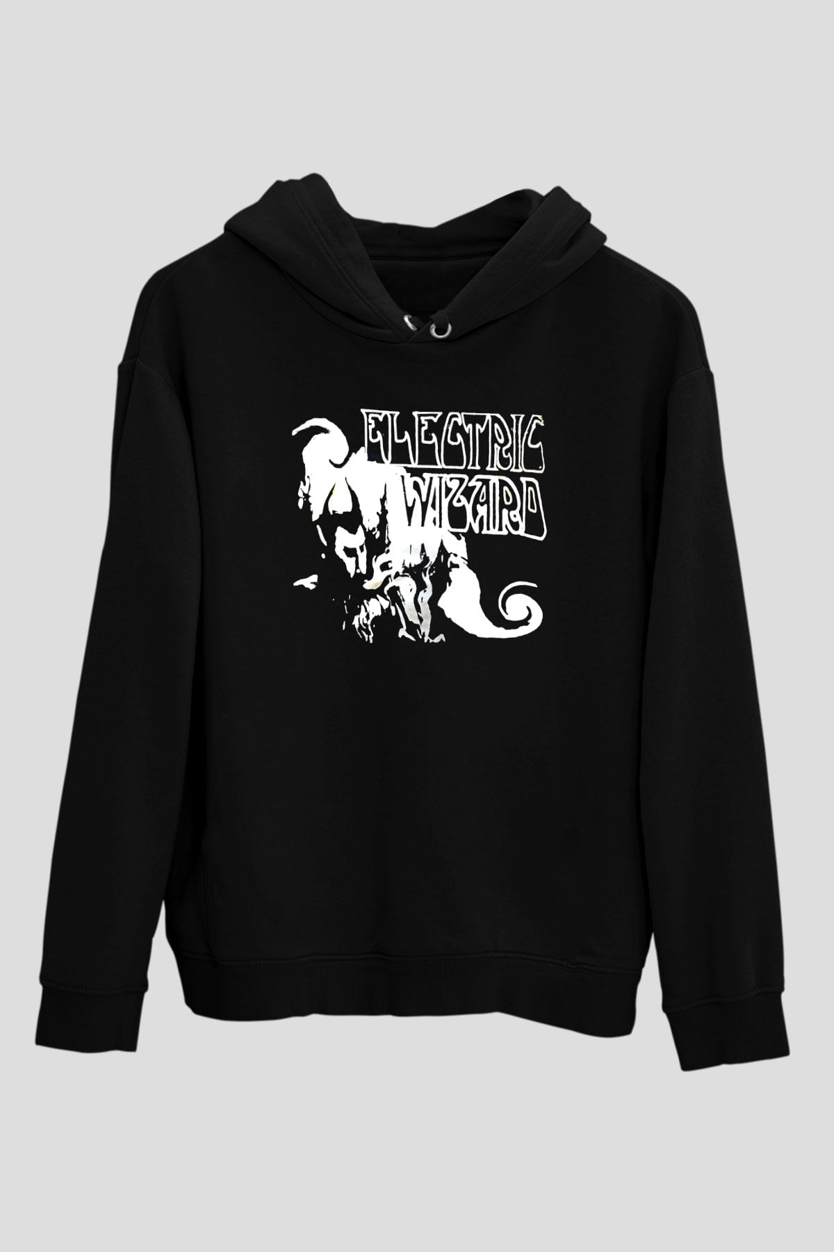 Electric Wizard Baskılı Unisex Siyah Kapüşonlu Sweatshirt