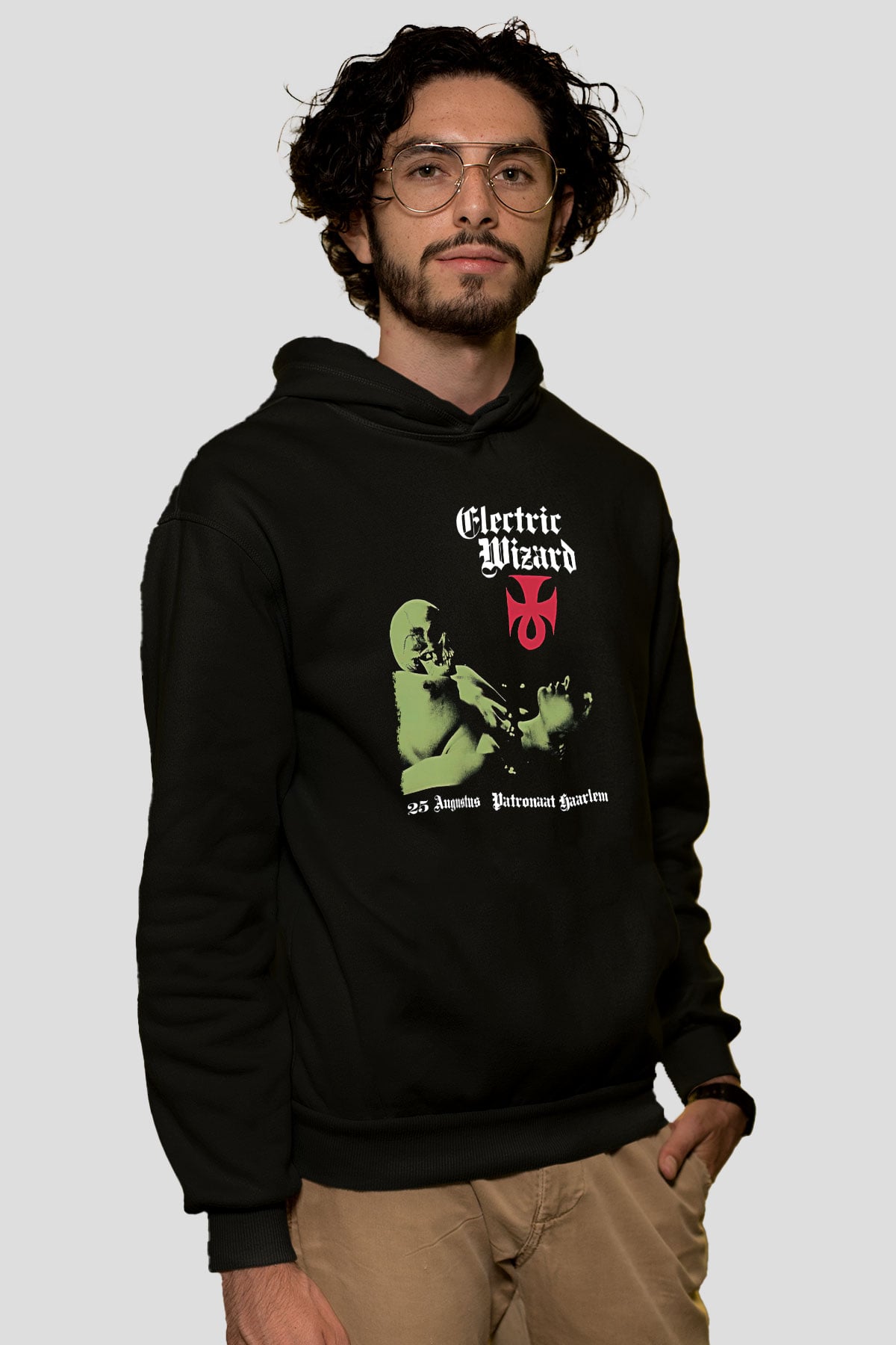 Electric Wizard Baskılı Unisex Siyah Kapüşonlu Sweatshirt
