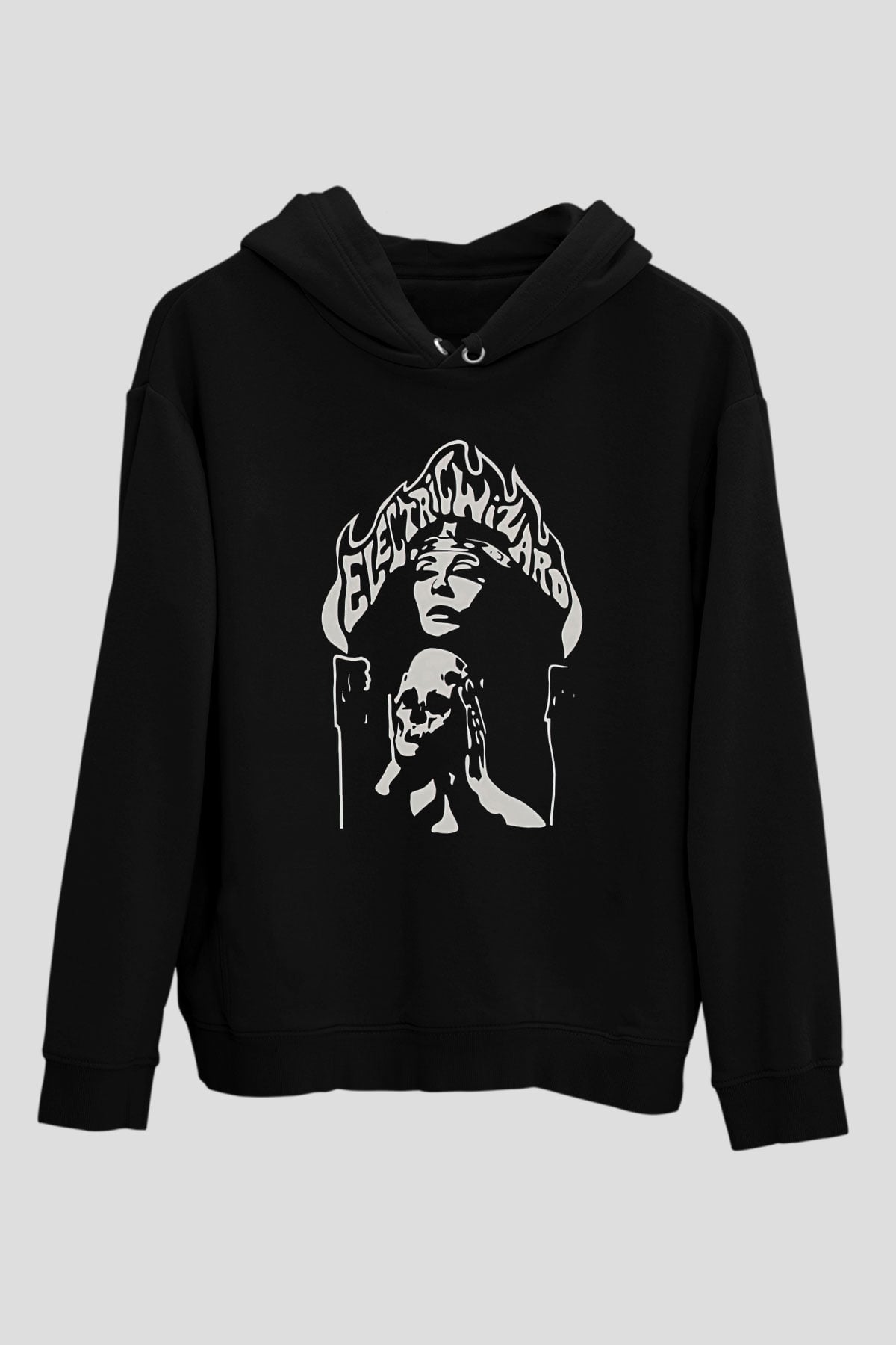 Electric Wizard Baskılı Unisex Siyah Kapüşonlu Sweatshirt