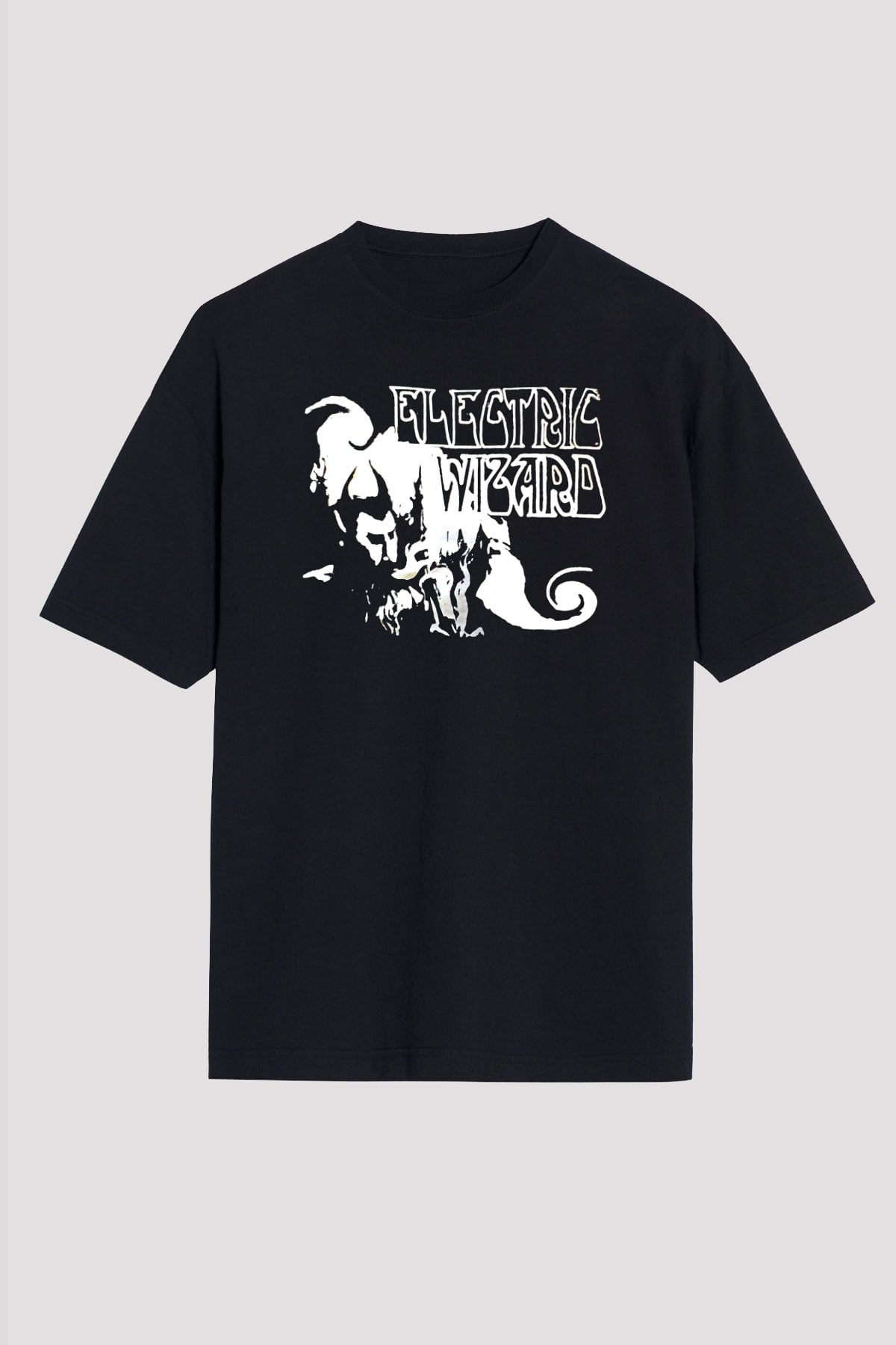 Electric Wizard Baskılı Unisex Siyah Oversize Tişört - Tshirt
