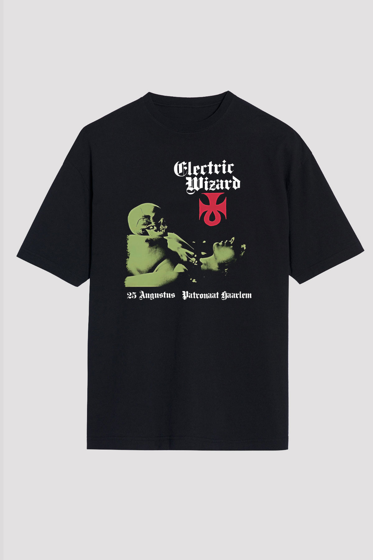 Electric Wizard Baskılı Unisex Siyah Oversize Tişört - Tshirt