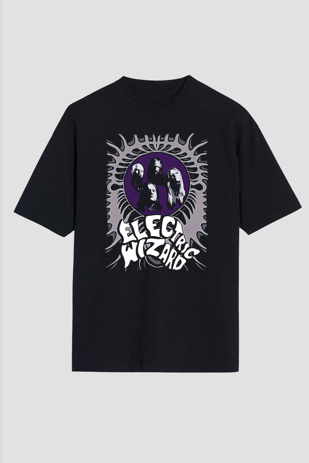 Electric Wizard Baskılı Unisex Siyah Oversize Tişört - Tshirt