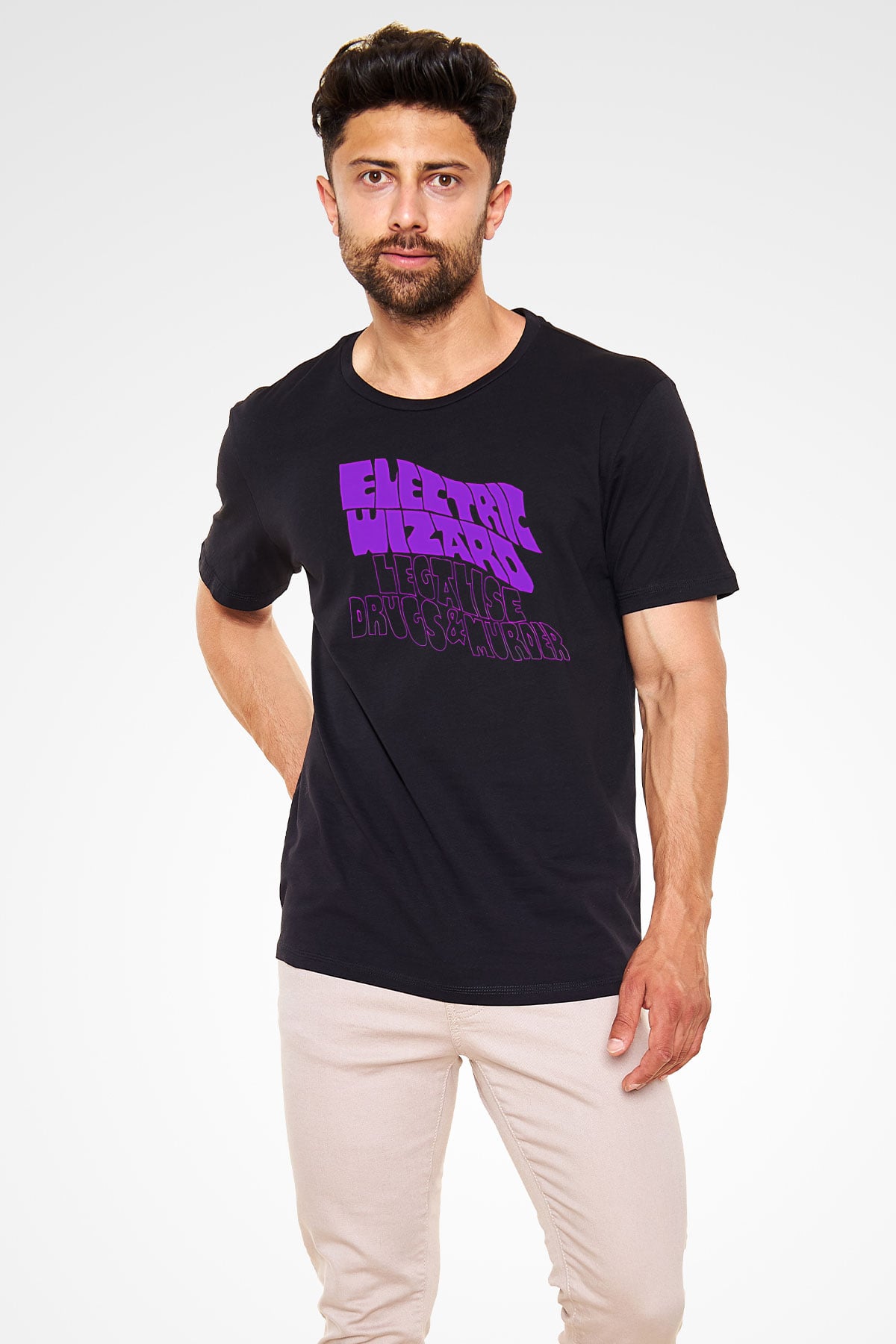 Electric Wizard Baskılı Unisex Siyah Tişört - Tshirt