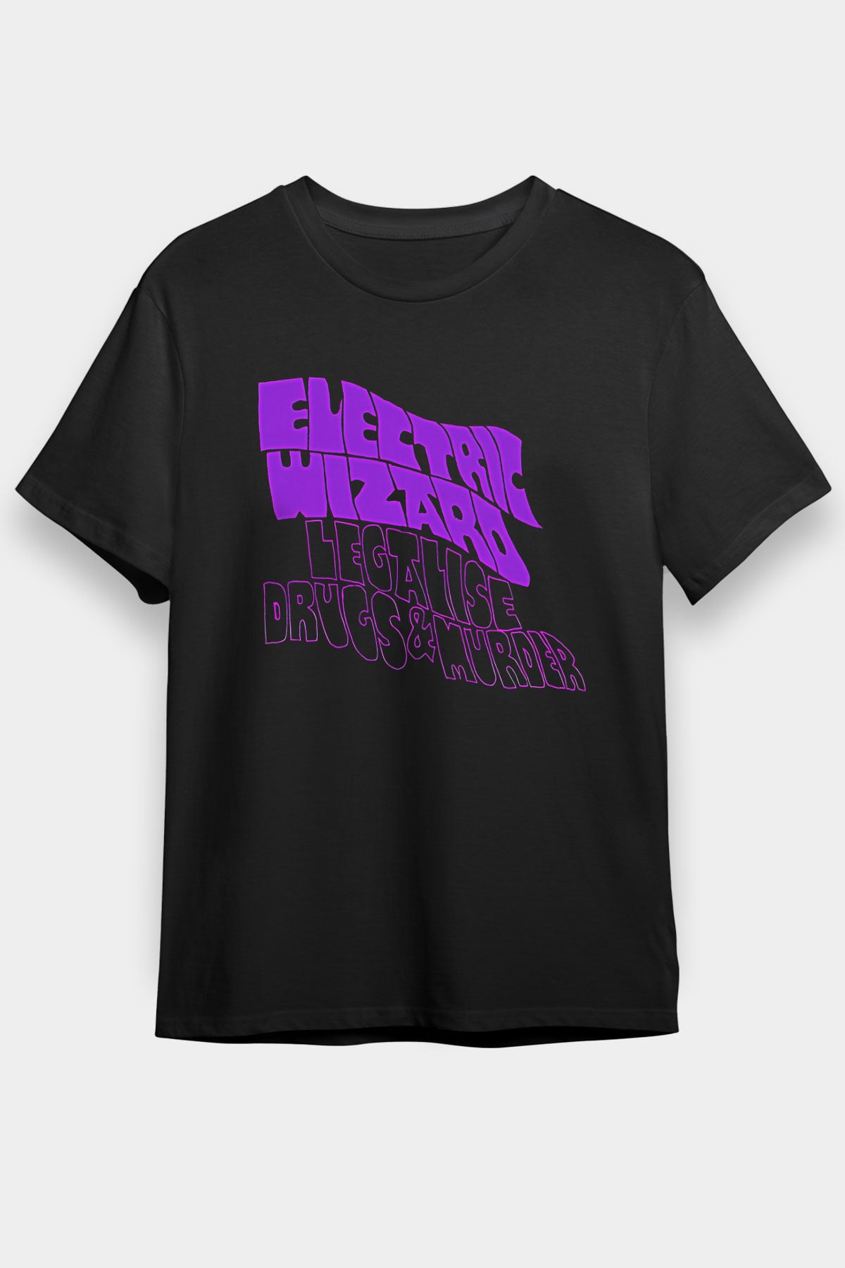Electric Wizard Baskılı Unisex Siyah Tişört - Tshirt