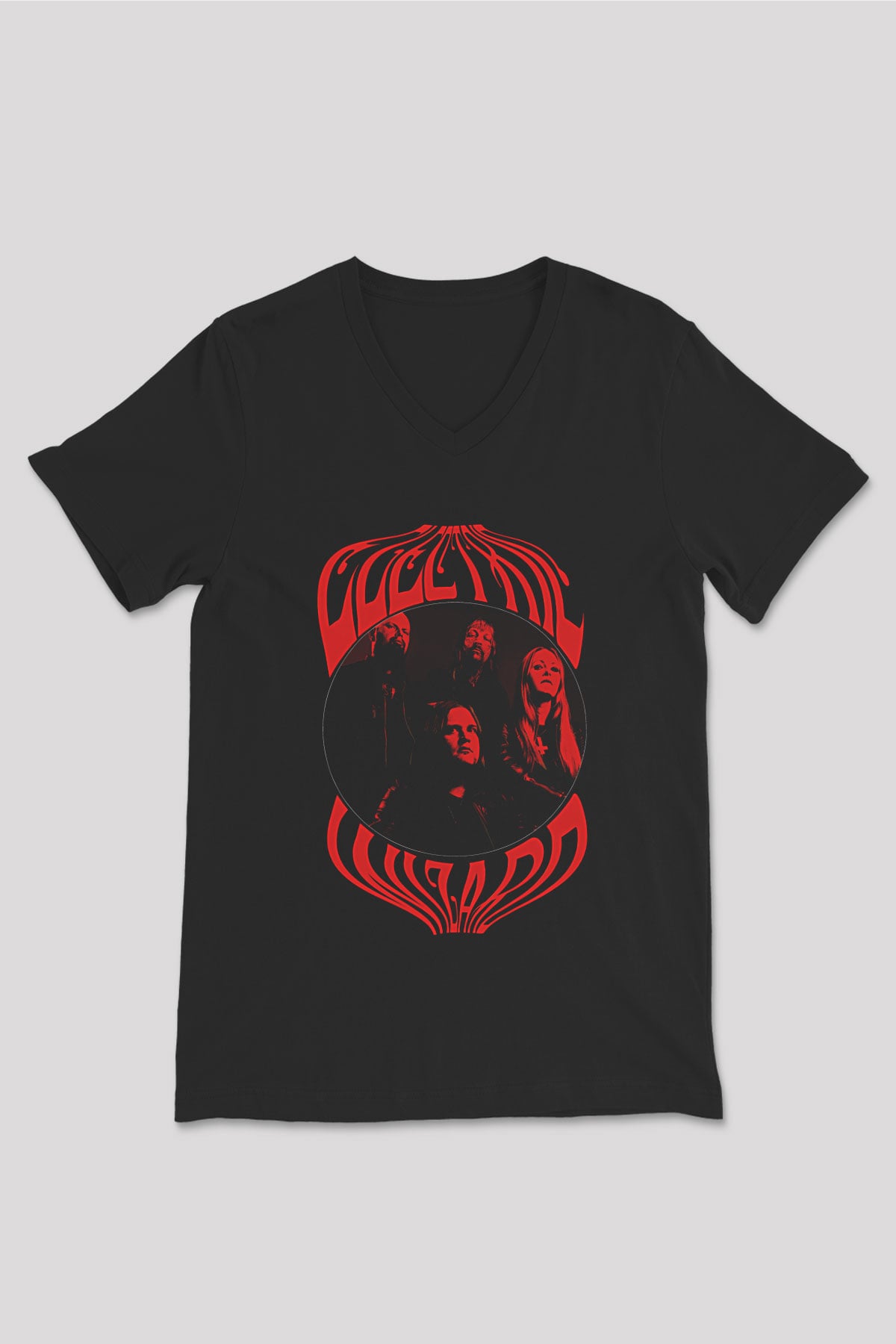 Electric Wizard Baskılı Unisex Siyah V Yaka Tişört - Tshirt