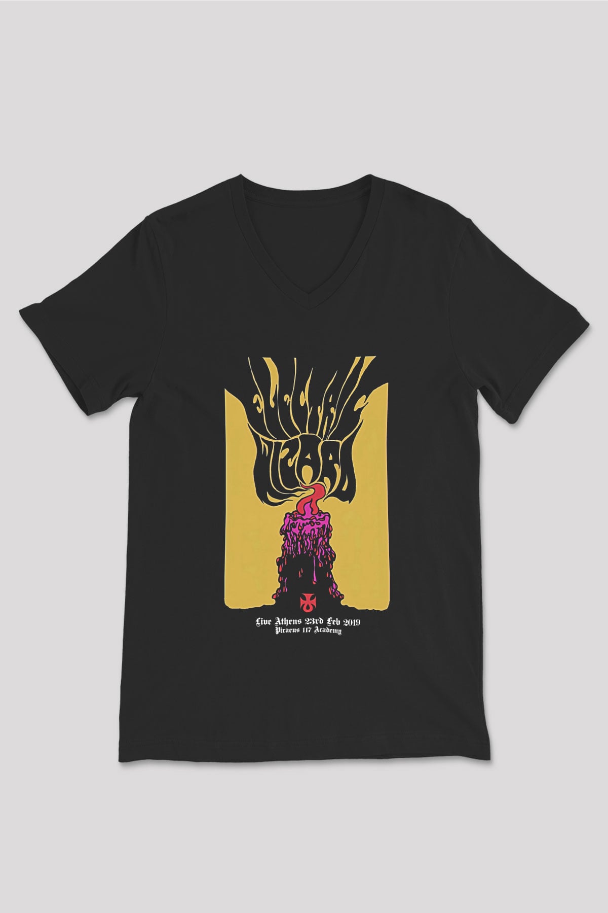Electric Wizard Baskılı Unisex Siyah V Yaka Tişört - Tshirt