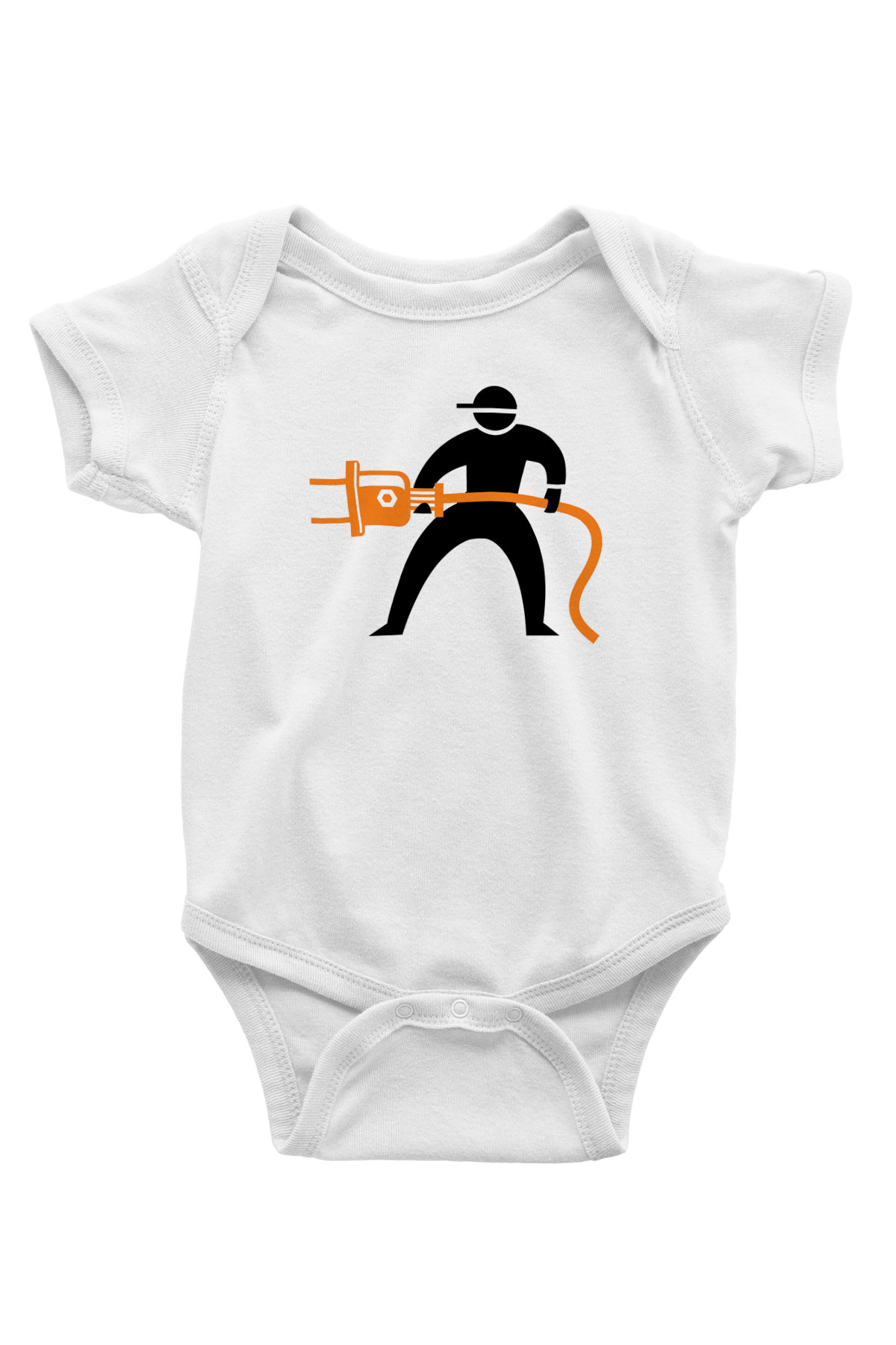 Elektrikçi Baskılı Beyaz Unisex Bebek Body - Zıbın