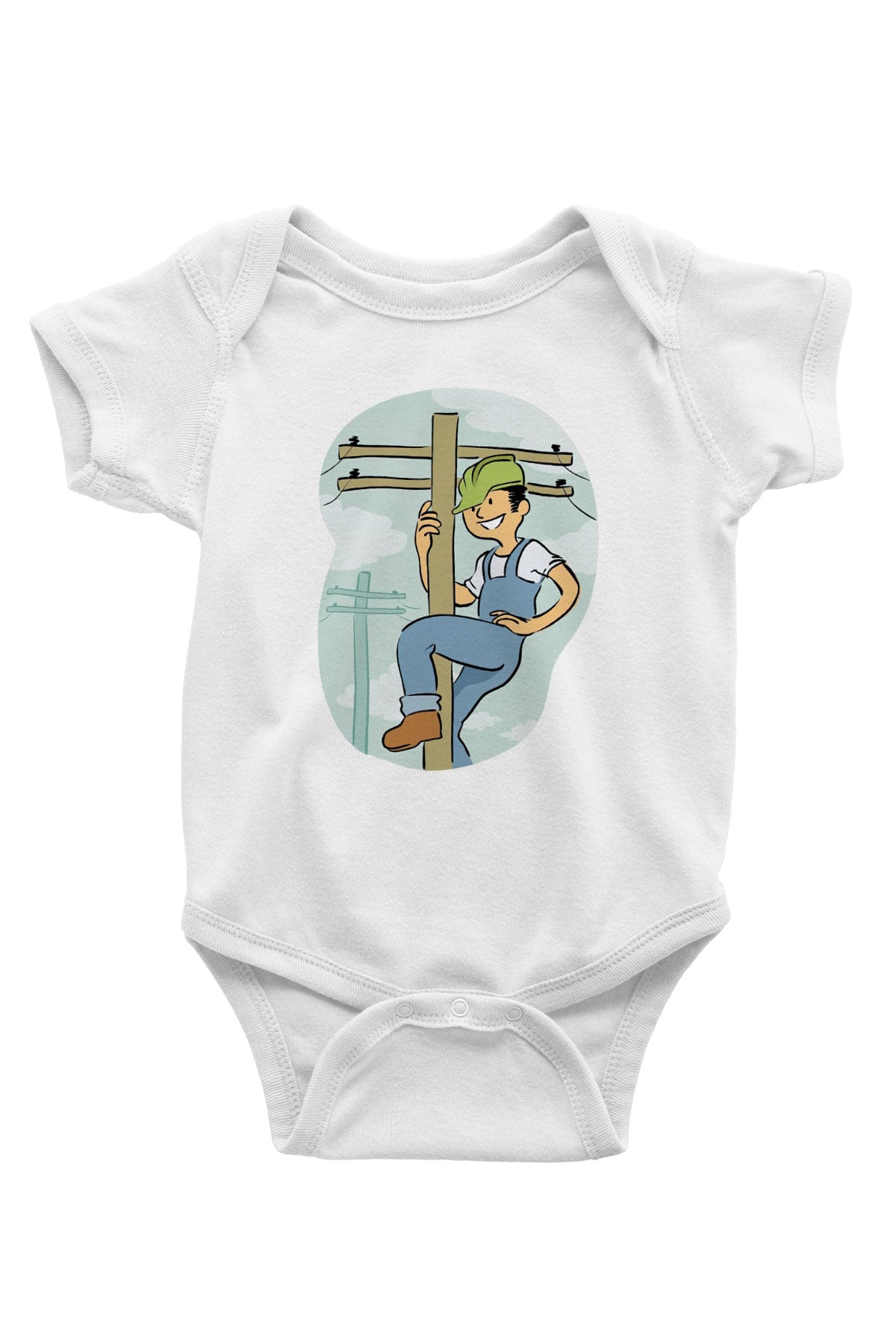 Elektrikçi Baskılı Beyaz Unisex Bebek Body - Zıbın