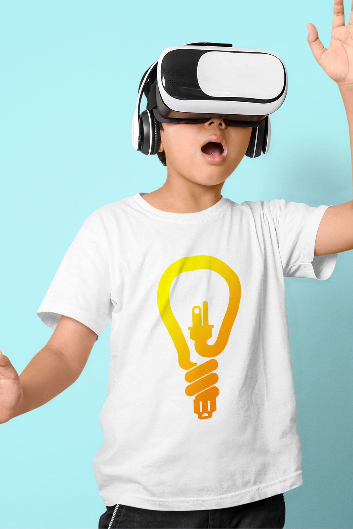 Elektrikçi Baskılı Beyaz Unisex Çocuk Tişört