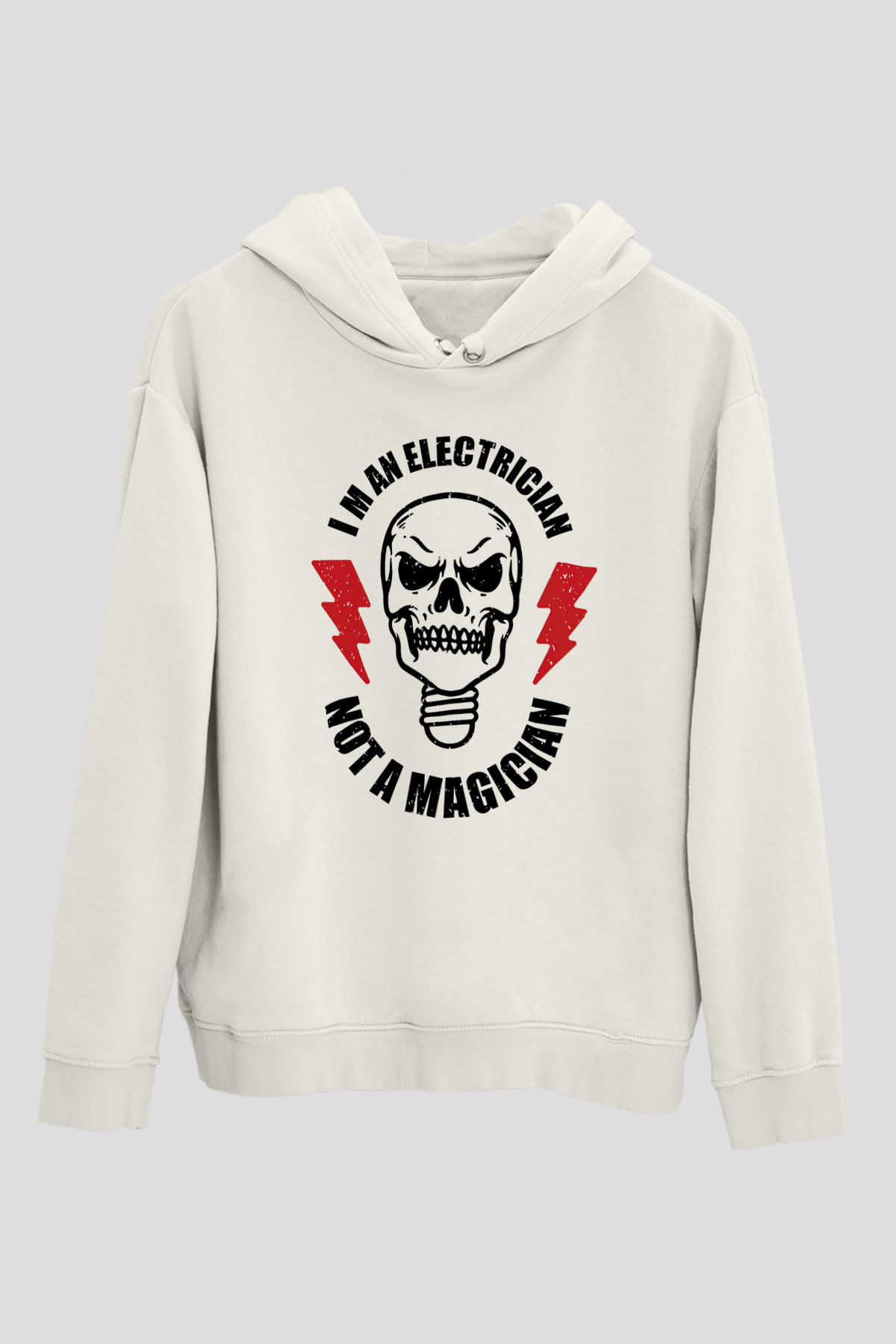Elektrikçi Beyaz Unisex Kapüşonlu Sweatshirt