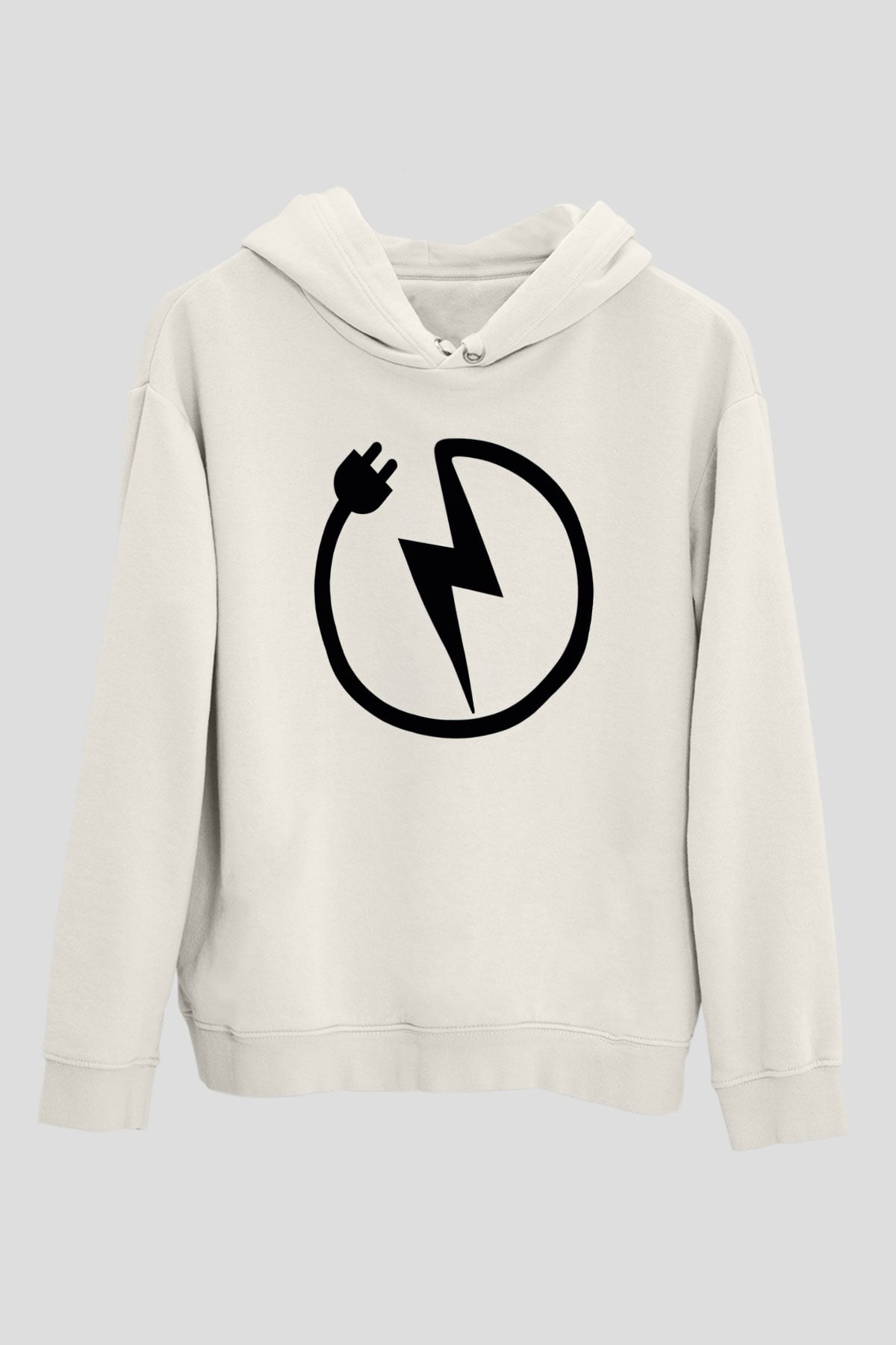 Elektrikçi Beyaz Unisex Kapüşonlu Sweatshirt