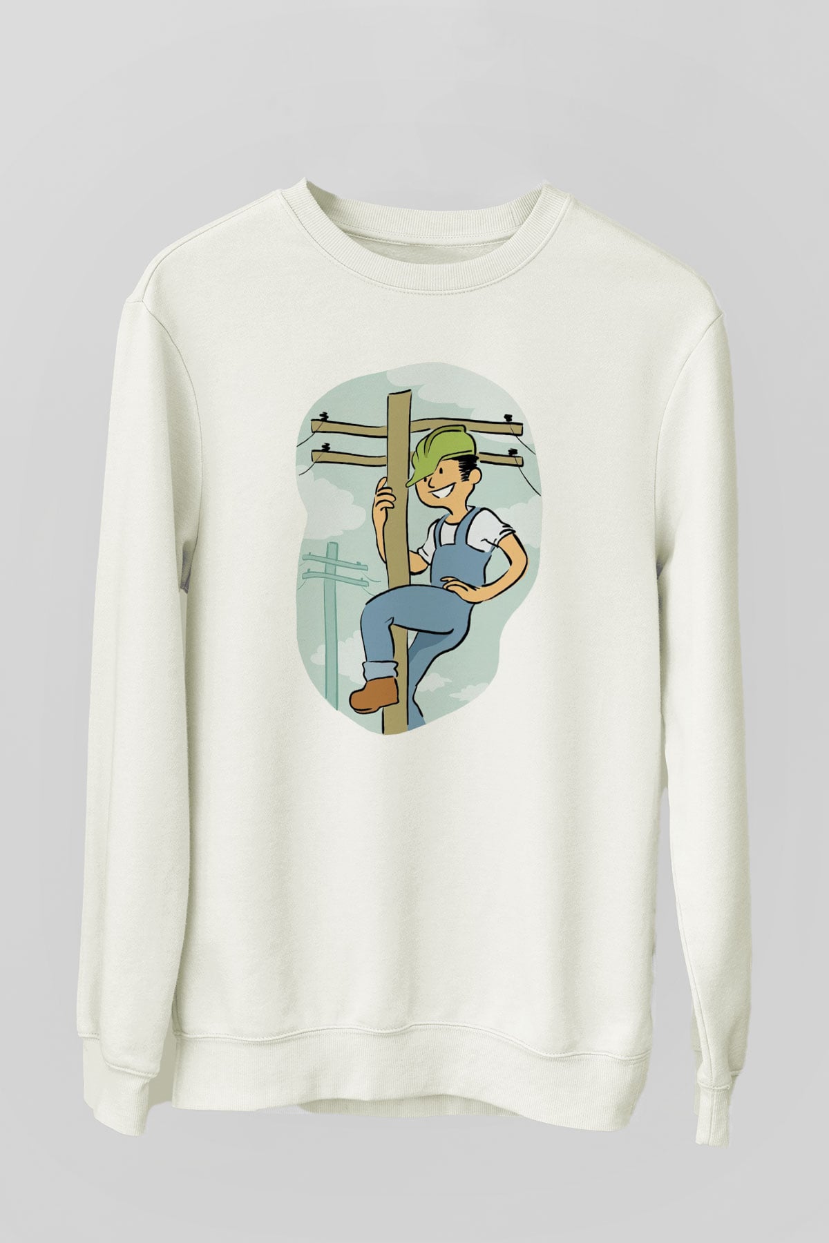 Elektrikçi Beyaz Unisex Sweatshirt