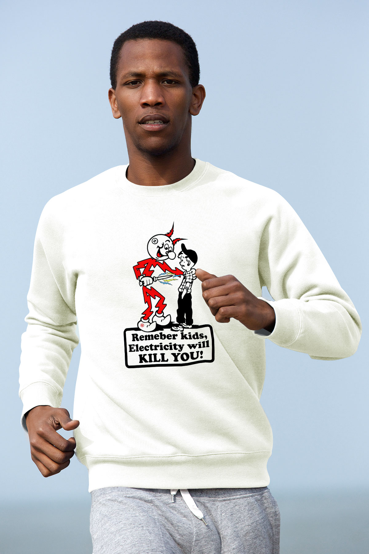 Elektrikçi Beyaz Unisex Sweatshirt