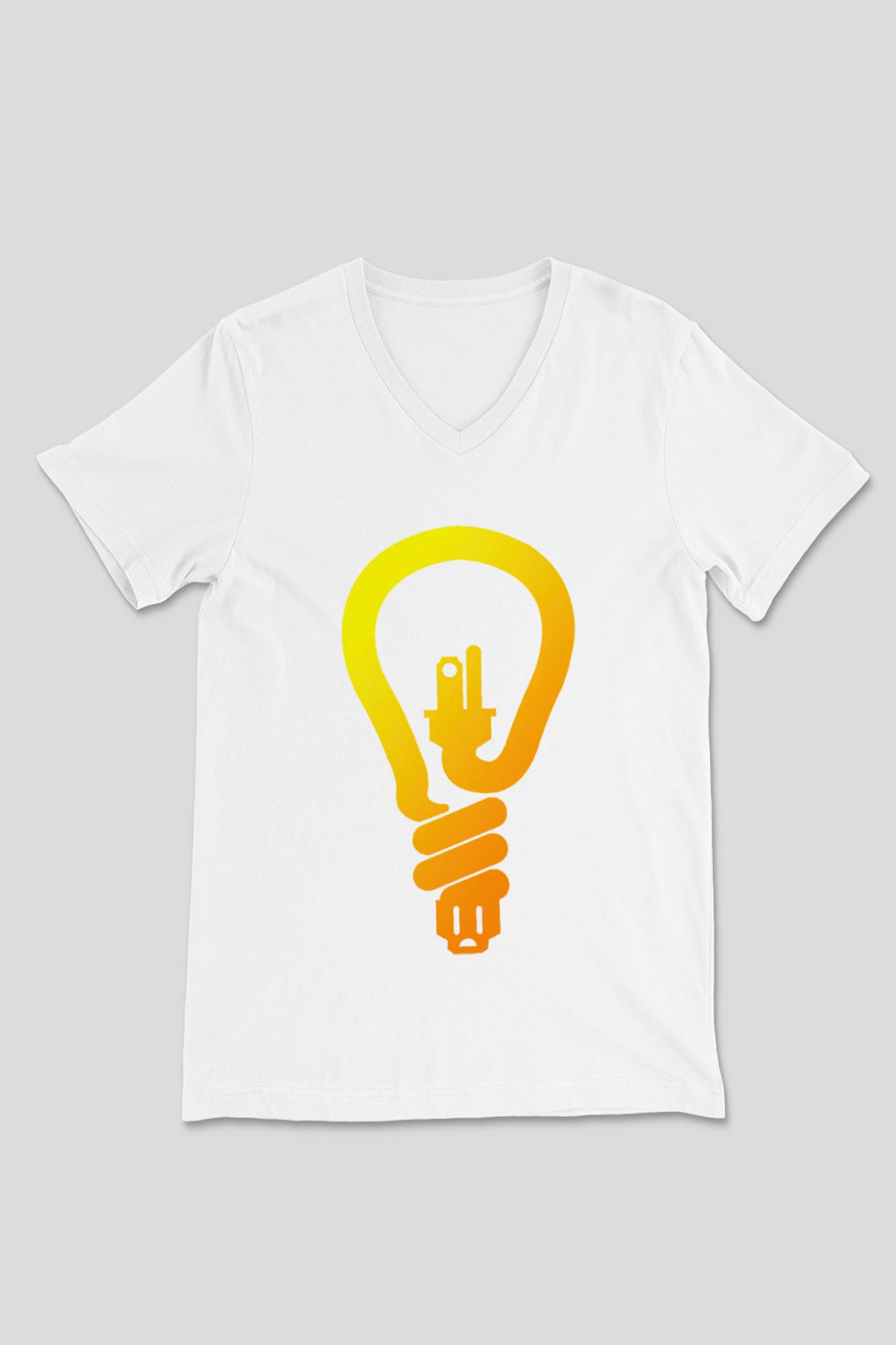 Elektrikçi Beyaz Unisex V Yaka Tişört T-Shirt