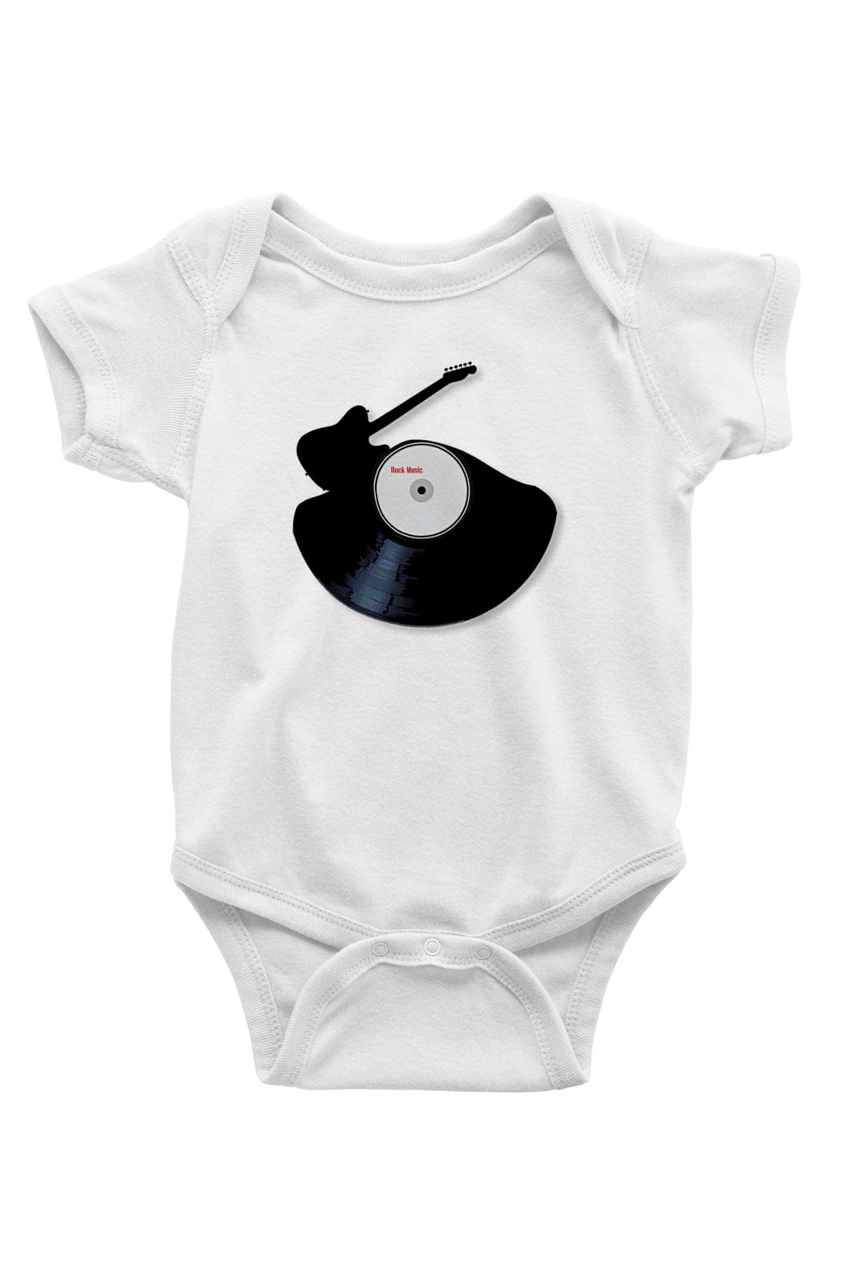 Elektro Gitar Baskılı Beyaz Unisex Bebek Body - Zıbın