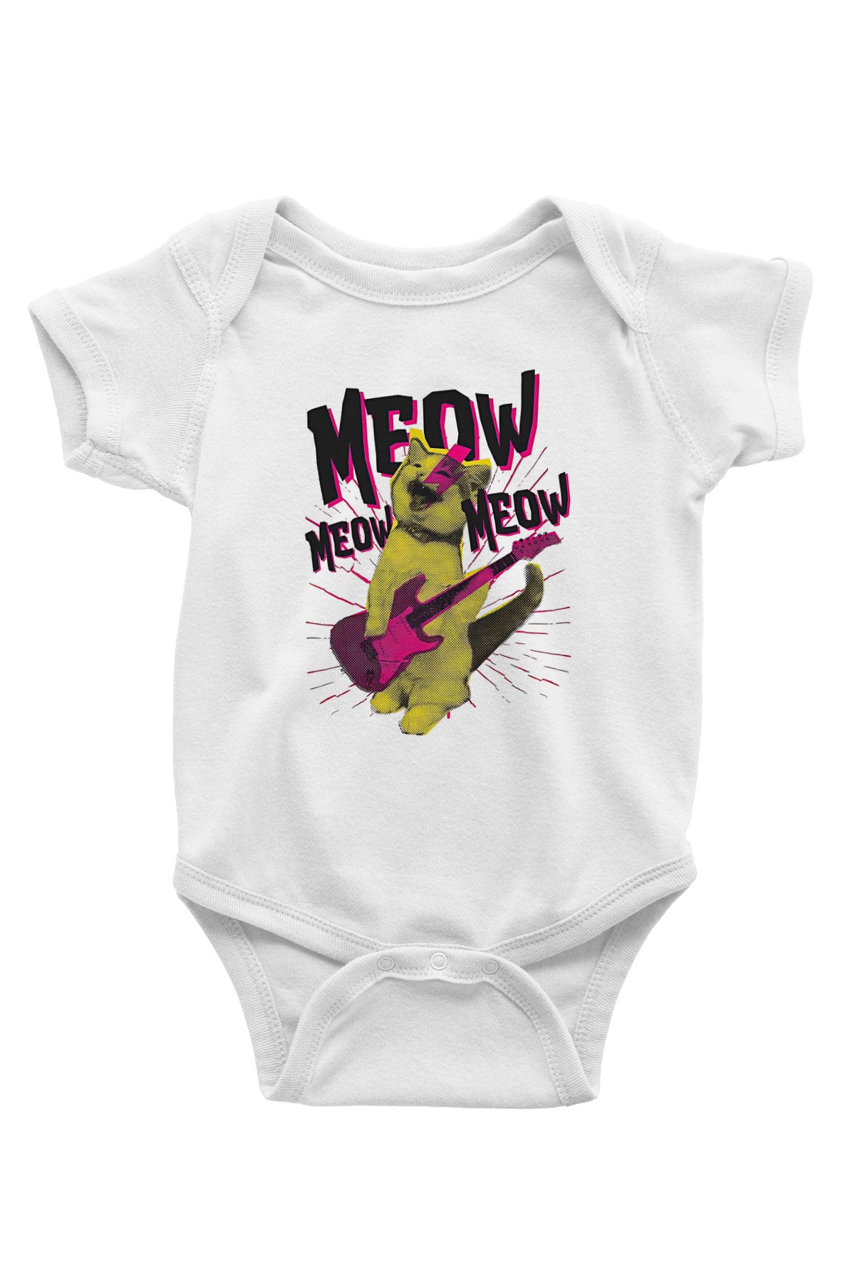 Elektro Gitar Baskılı Beyaz Unisex Bebek Body - Zıbın