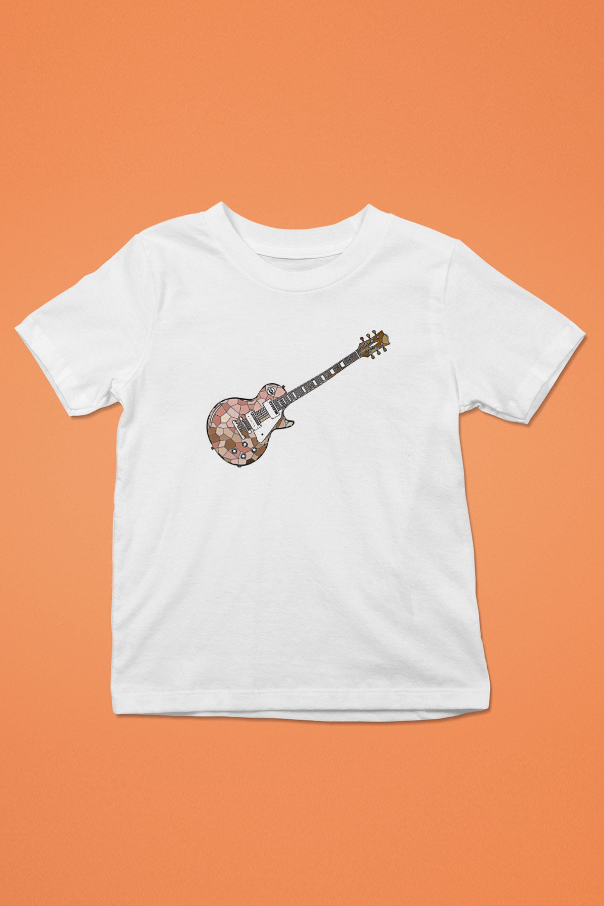 Elektro Gitar Baskılı Beyaz Unisex Beyaz Çocuk Tişört - Tshirt