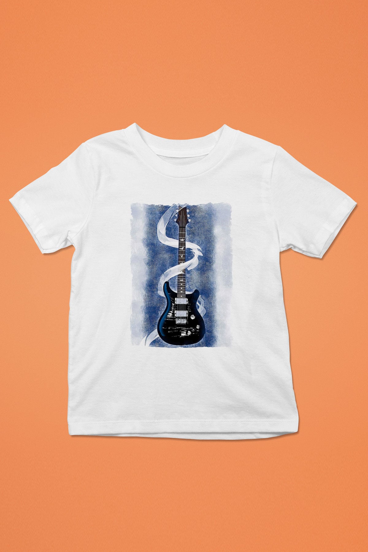 Elektro Gitar Baskılı Beyaz Unisex Beyaz Çocuk Tişört - Tshirt