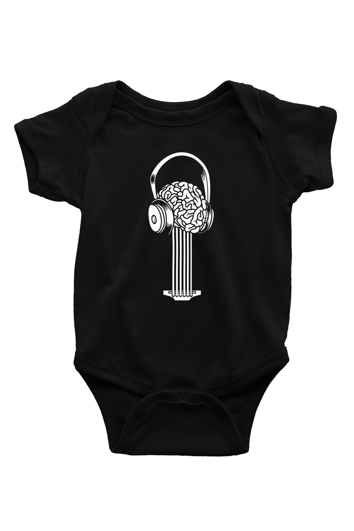 Elektro Gitar Baskılı Unisex Siyah Bebek Body - Zıbın