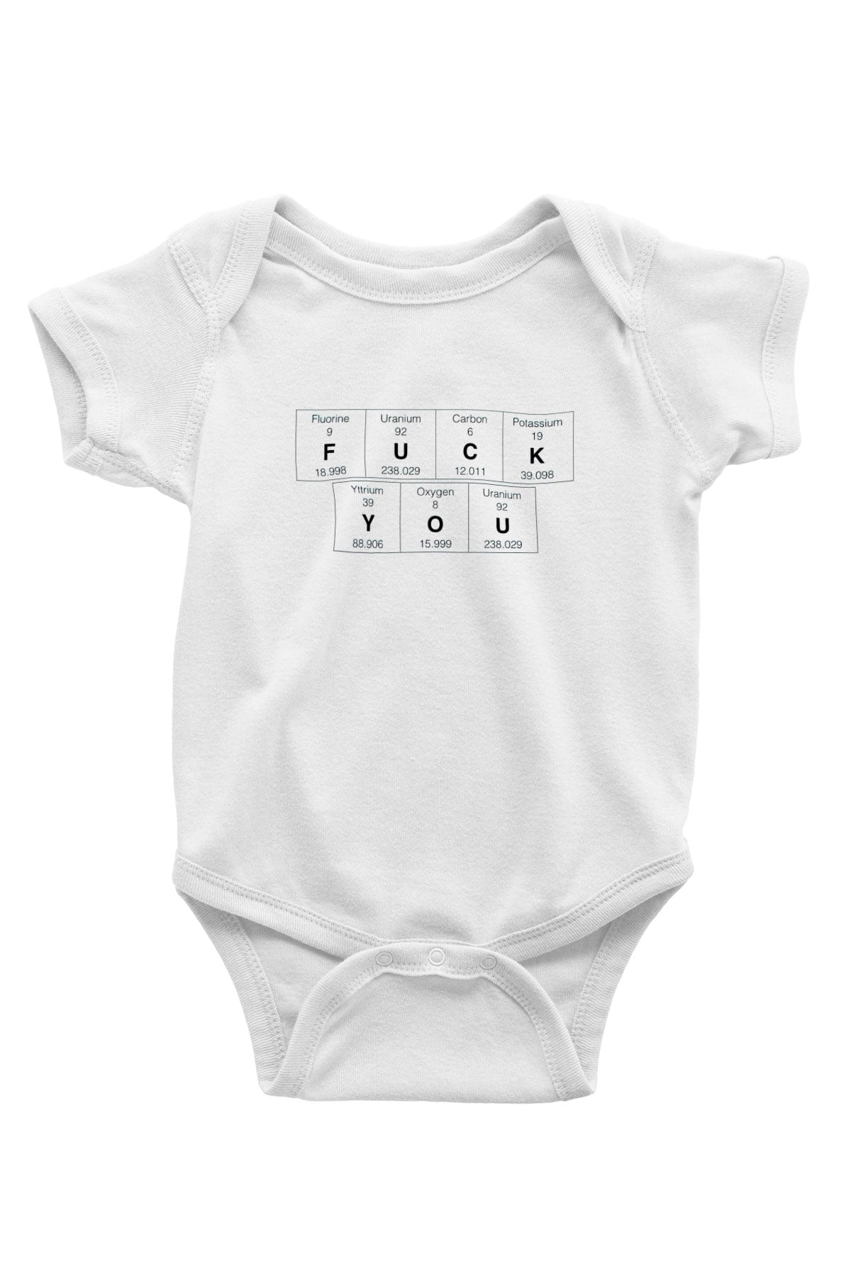 Elementler Uranyum Karbon Baskılı Unisex Beyaz Bebek Body - Zıbın