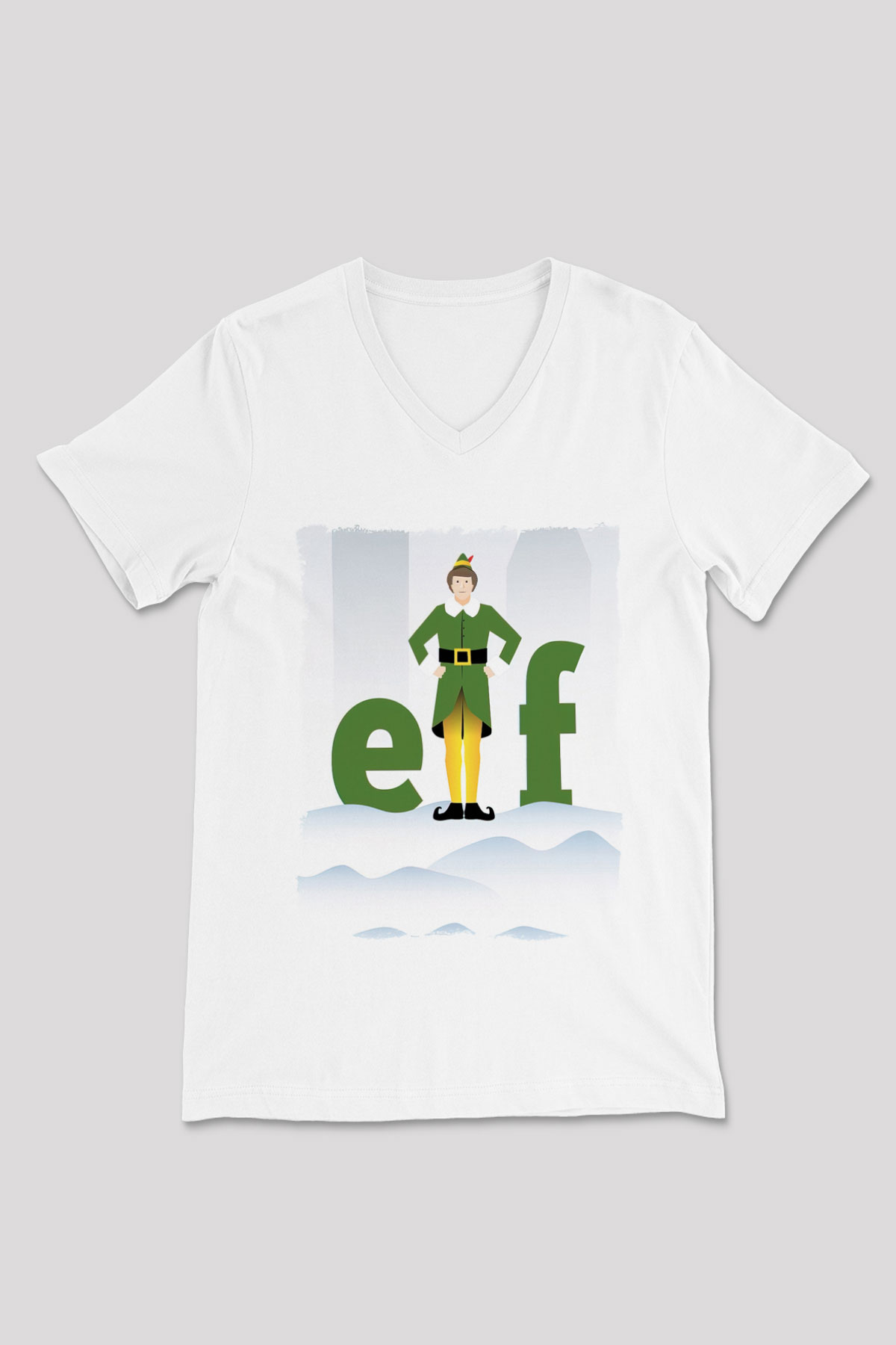 Elf Beyaz Unisex V Yaka Tişört