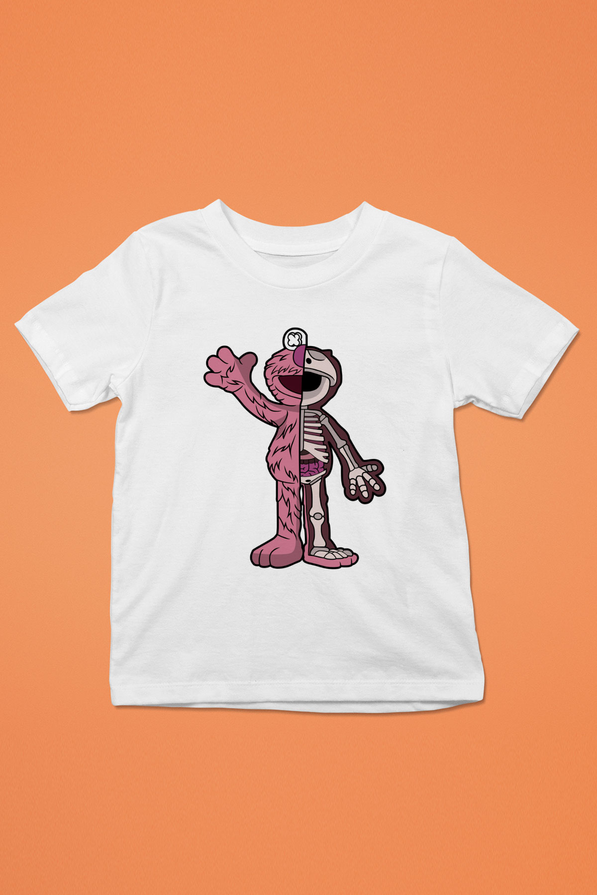 Elmo Half Skeleton Baskılı Unisex Beyaz Çocuk Tişört