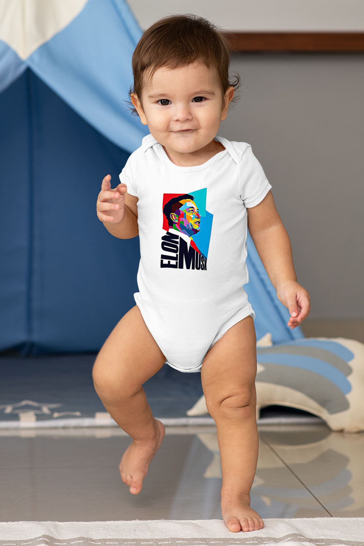 Elon Musk Baskılı Beyaz Unisex Bebek Body - Zıbın