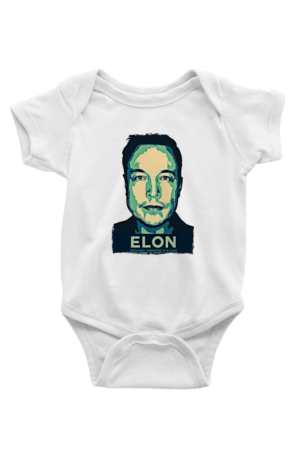 Elon Musk Baskılı Beyaz Unisex Bebek Body - Zıbın