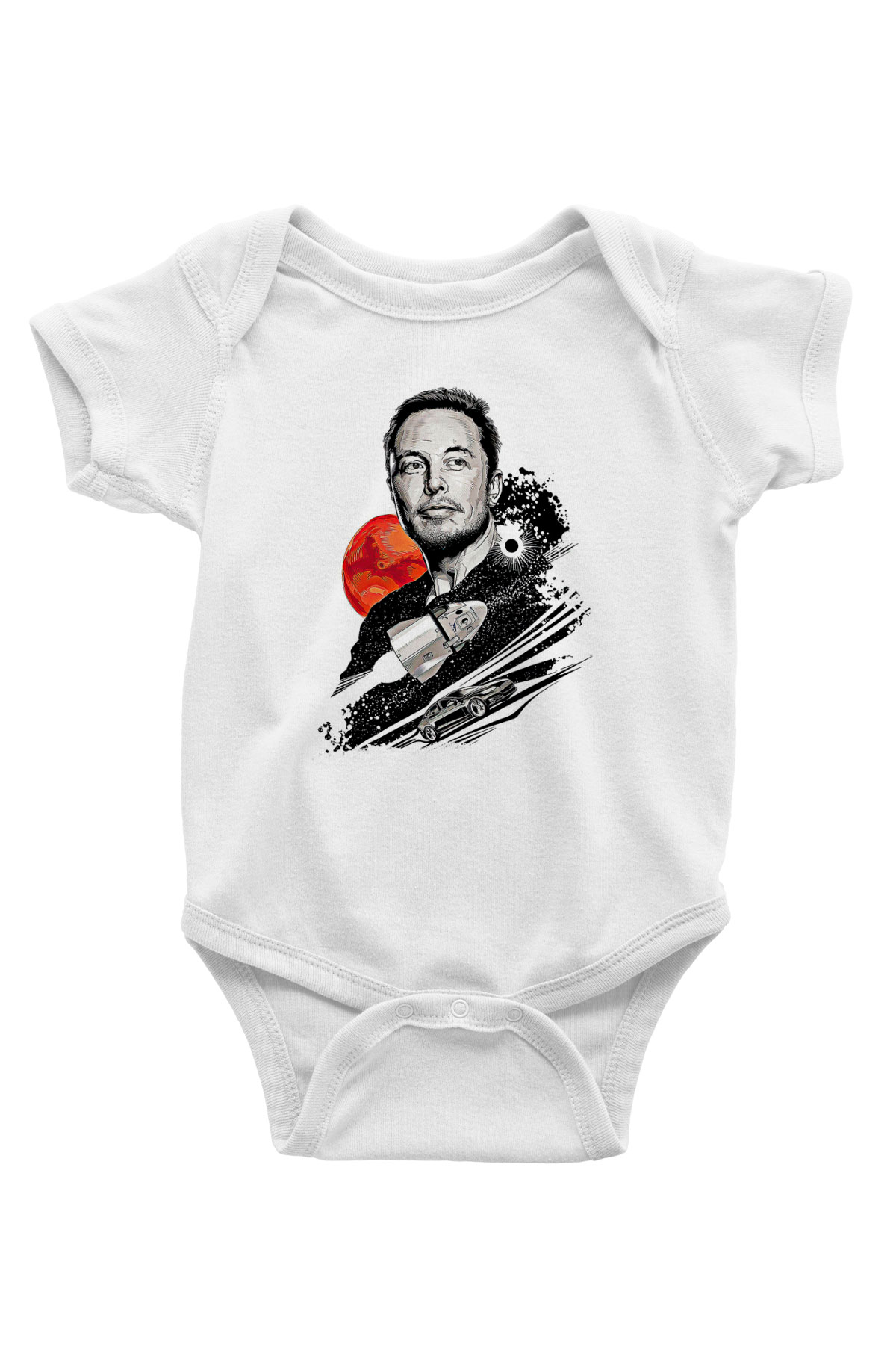 Elon Musk Baskılı Beyaz Unisex Bebek Body - Zıbın