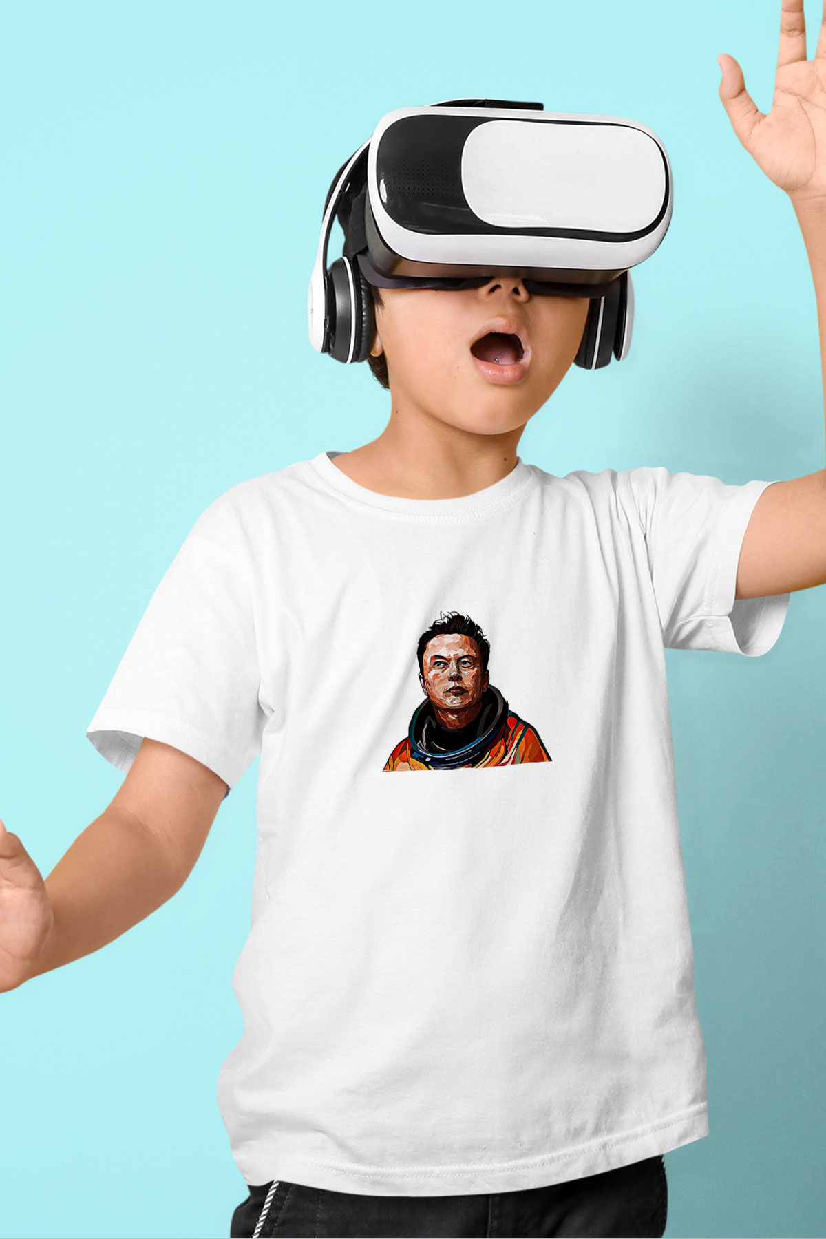 Elon Musk Baskılı Beyaz Unisex Beyaz Çocuk Tişört - Tshirt