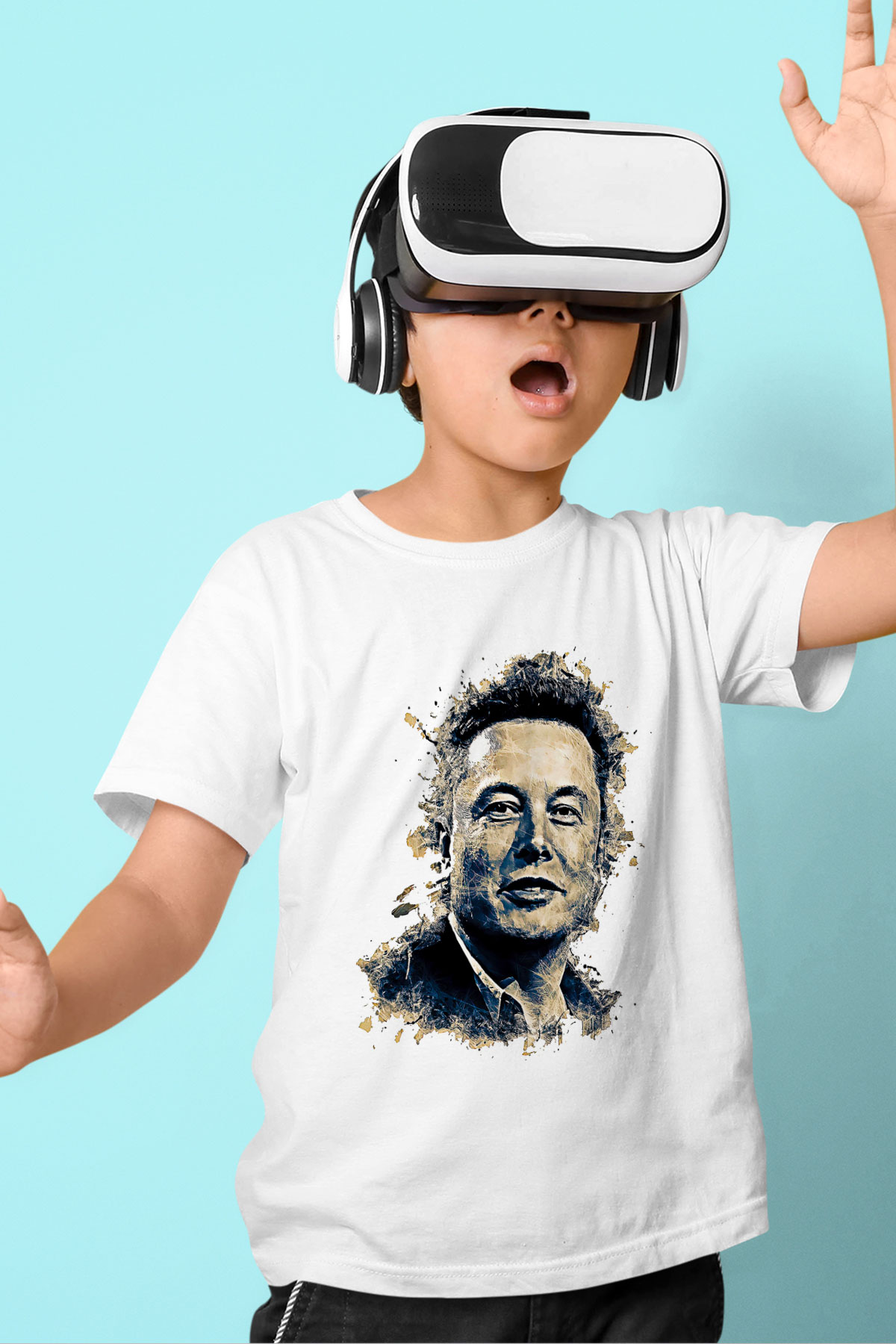 Elon Musk Baskılı Beyaz Unisex Beyaz Çocuk Tişört - Tshirt