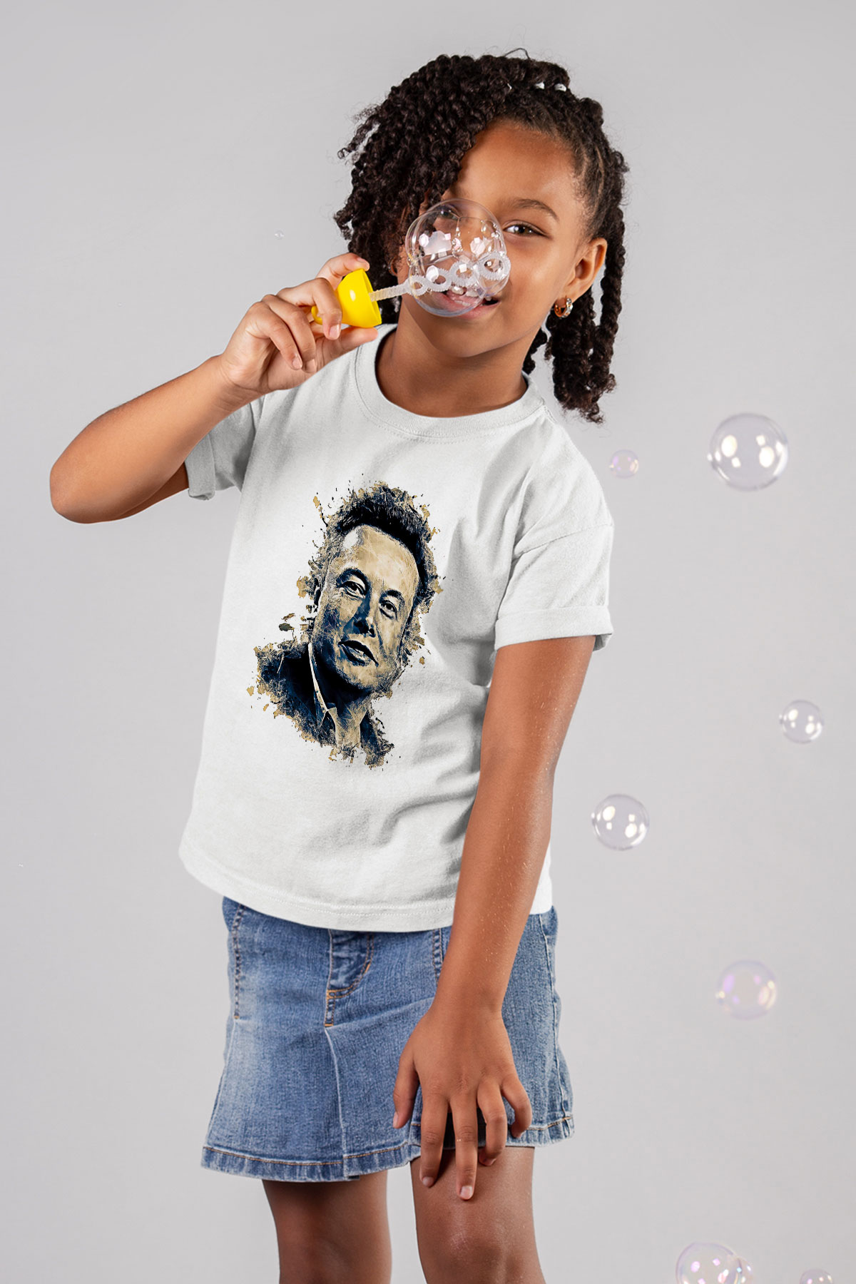 Elon Musk Baskılı Beyaz Unisex Beyaz Çocuk Tişört - Tshirt