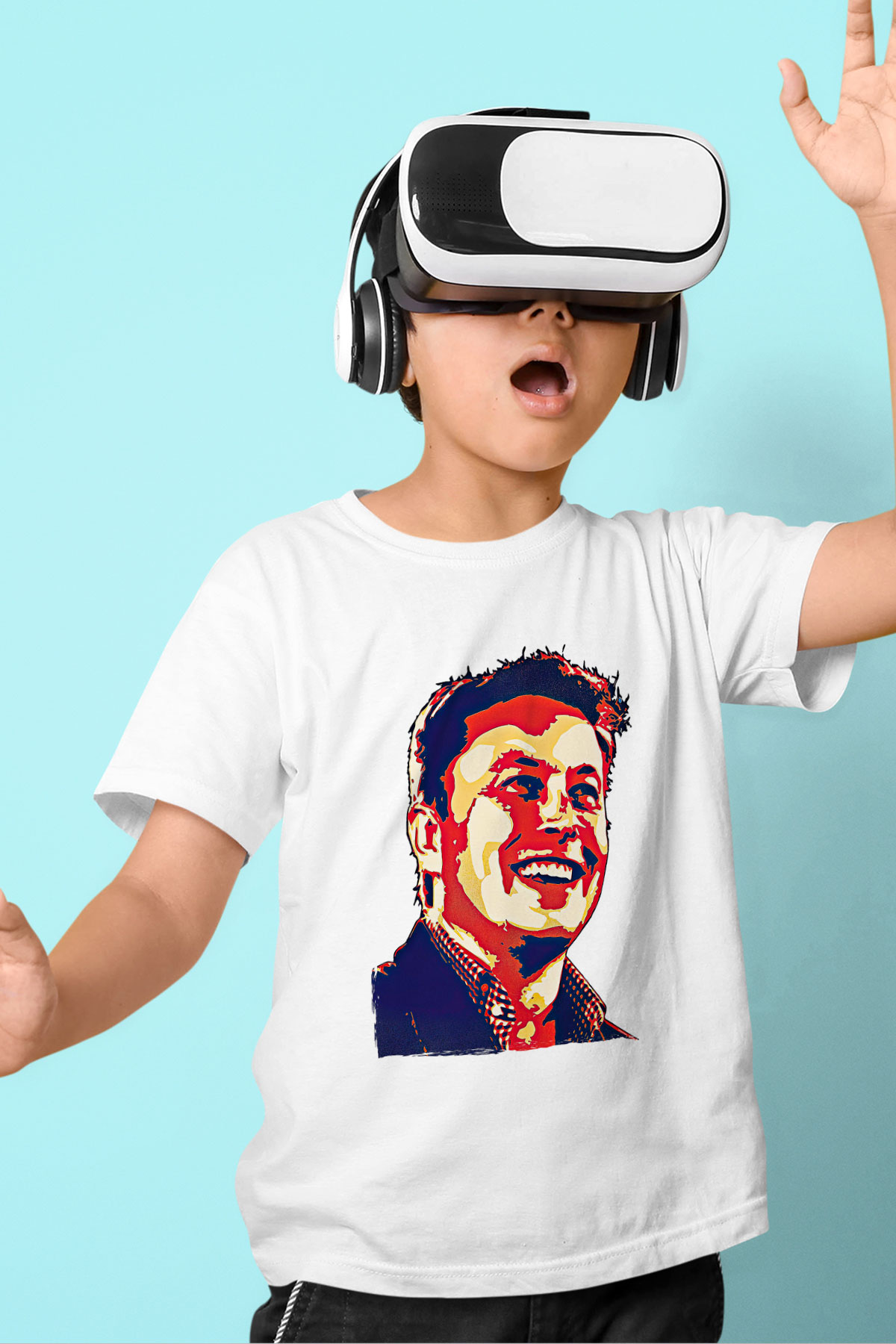 Elon Musk Baskılı Beyaz Unisex Beyaz Çocuk Tişört - Tshirt