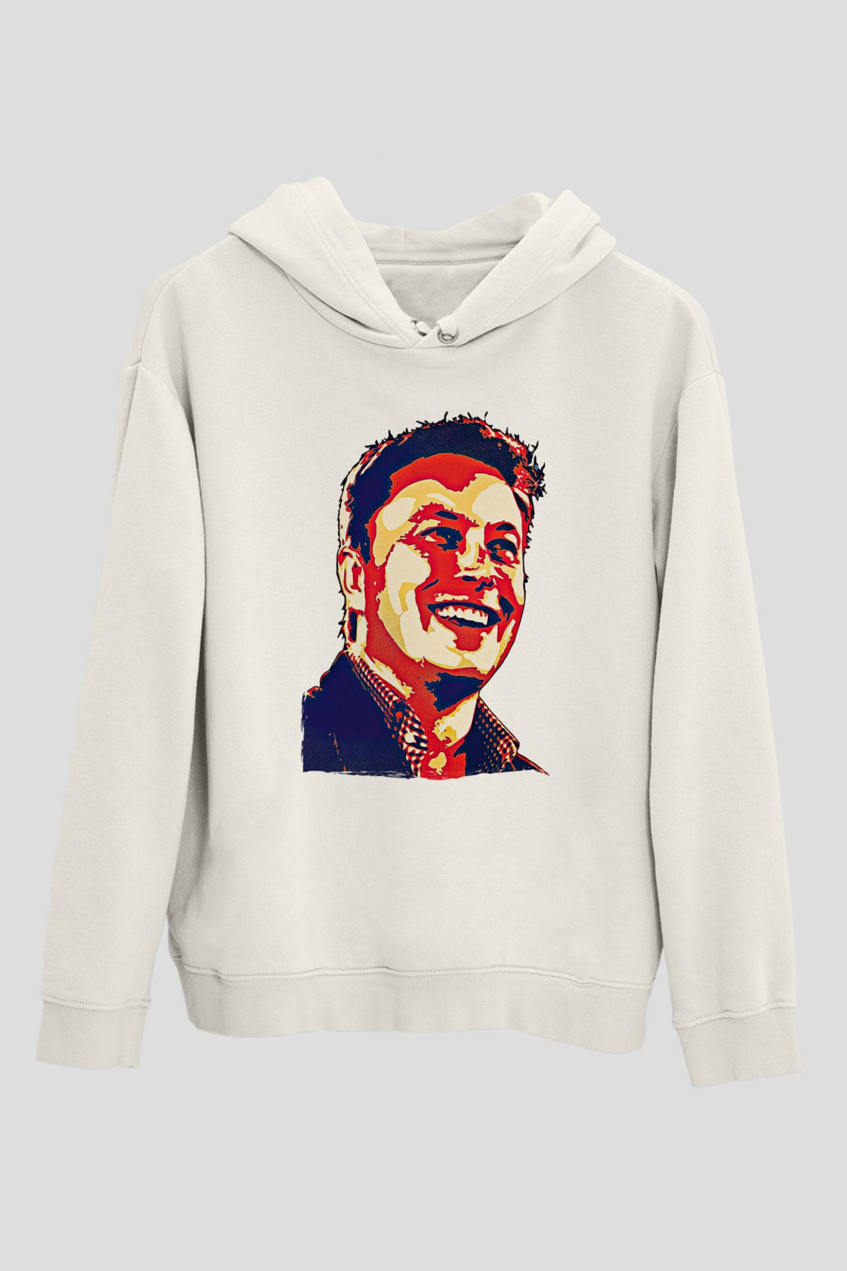 Elon Musk Baskılı Beyaz Unisex Kapüşonlu Sweatshirt