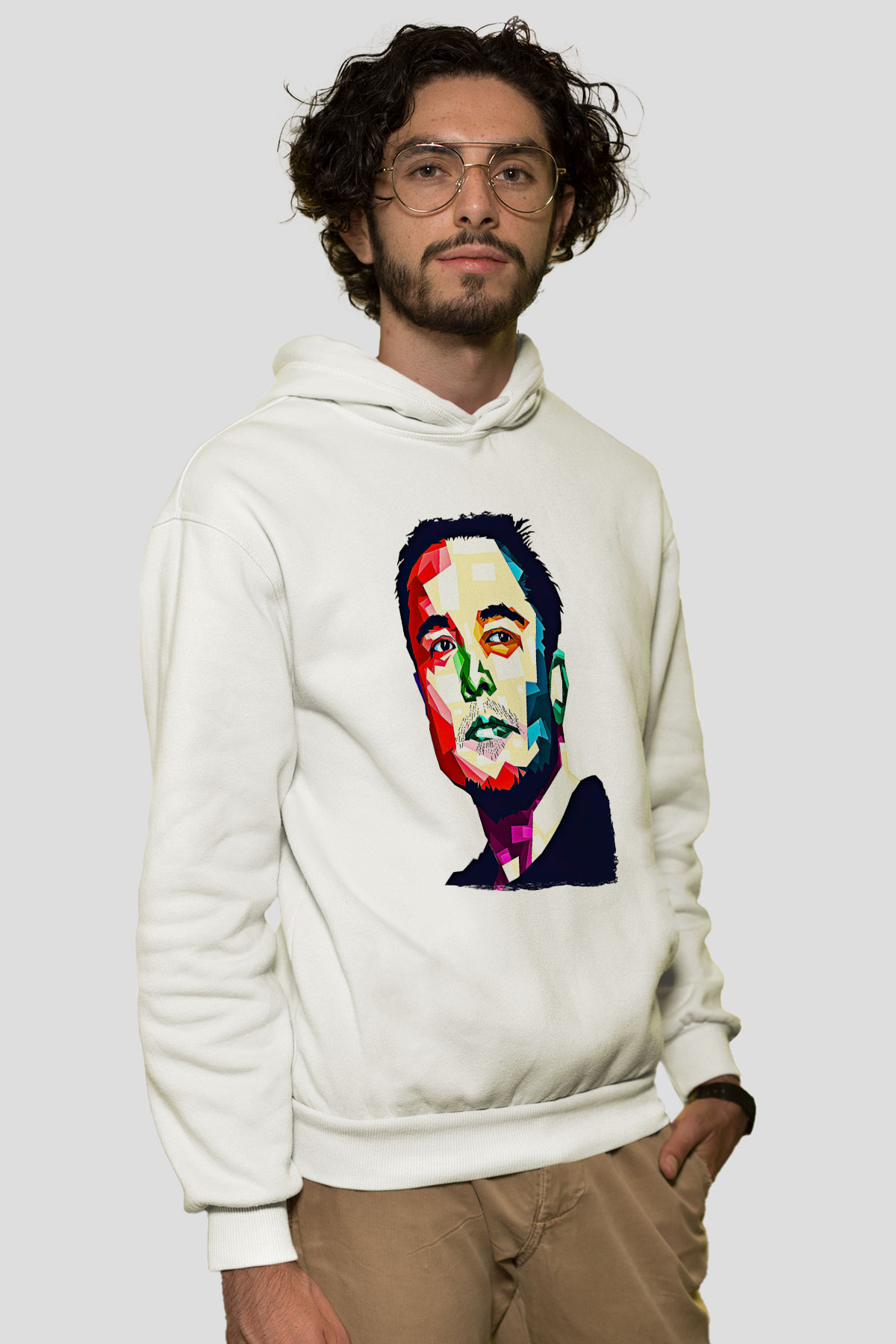 Elon Musk Baskılı Beyaz Unisex Kapüşonlu Sweatshirt