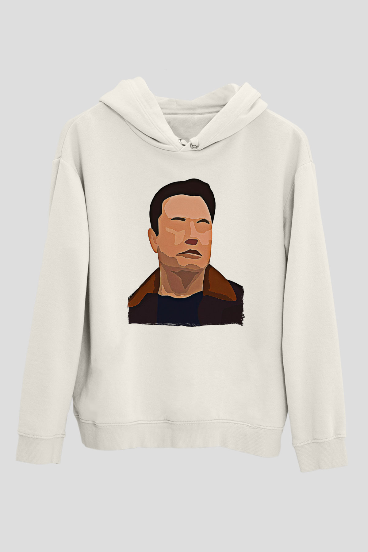 Elon Musk Baskılı Beyaz Unisex Kapüşonlu Sweatshirt