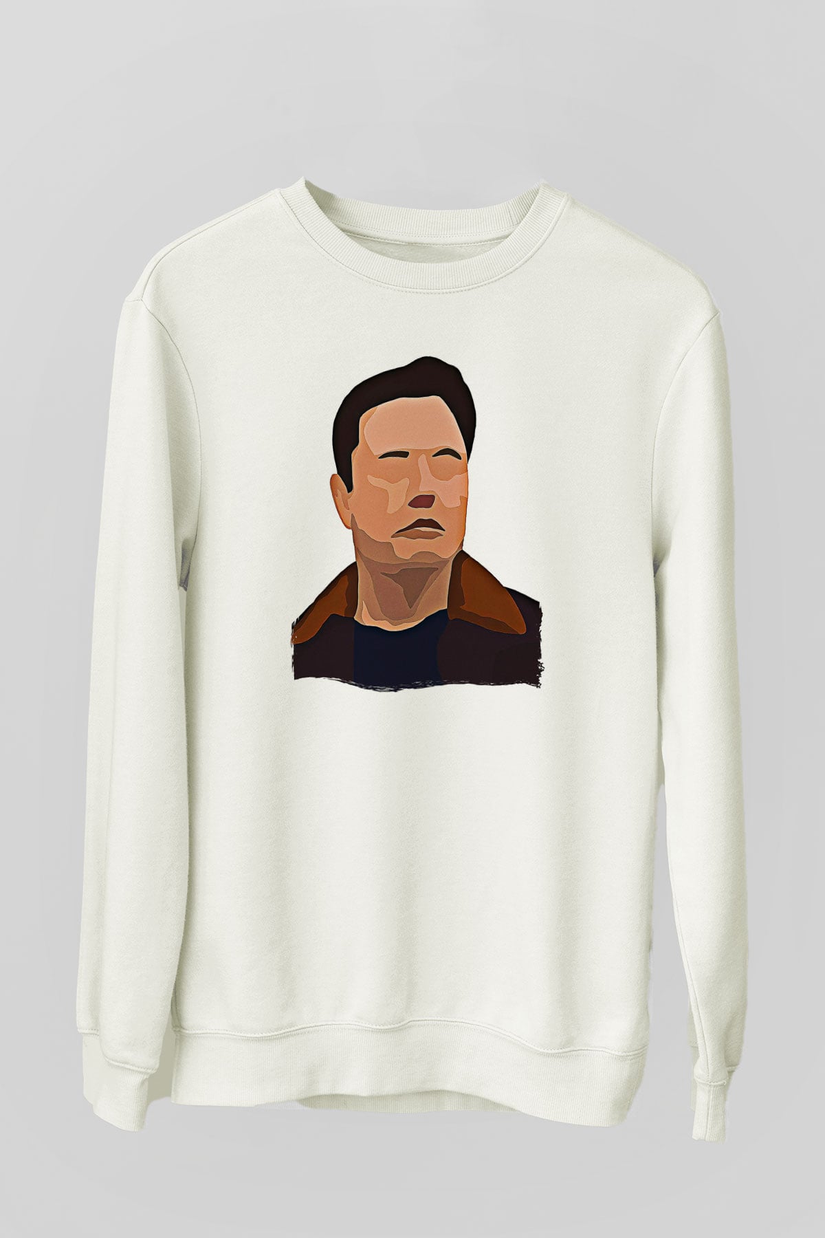 Elon Musk Baskılı Beyaz Unisex Sweatshirt