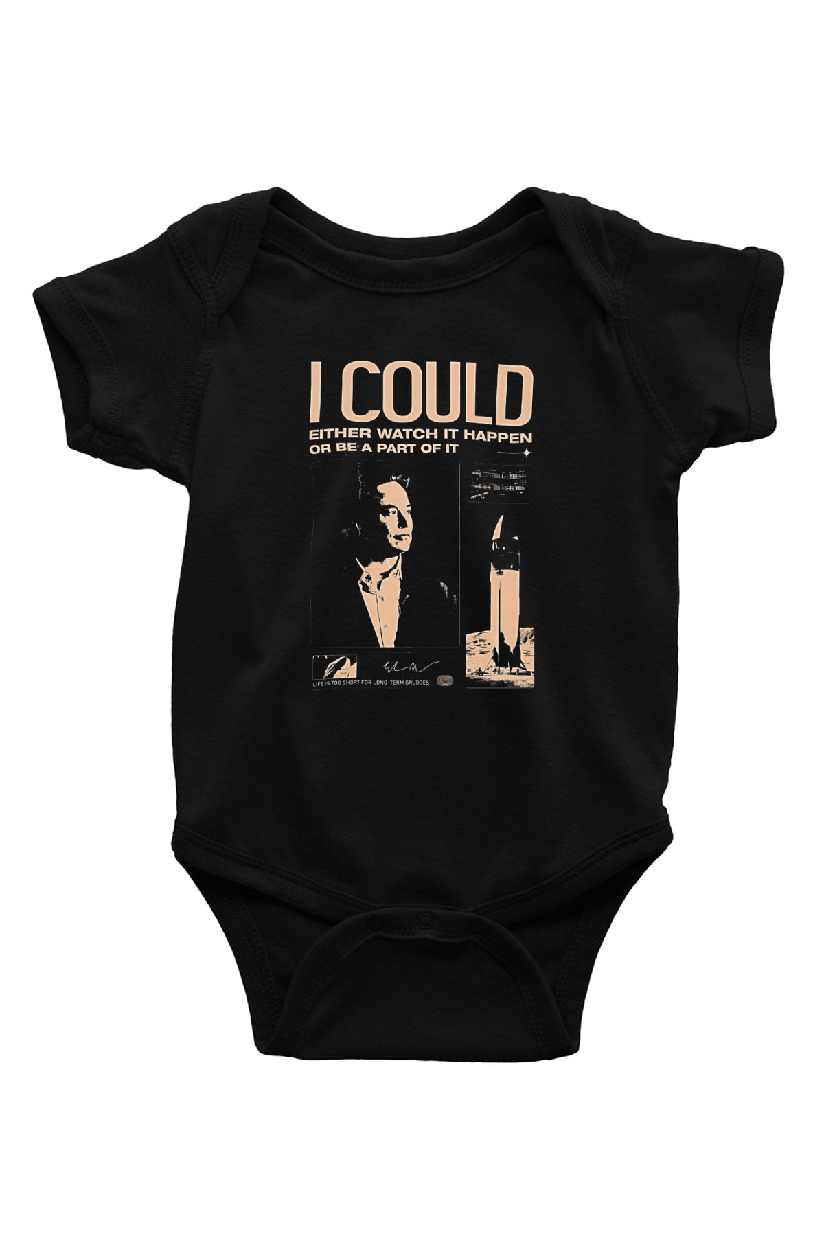 Elon Musk Baskılı Unisex Siyah Bebek Body - Zıbın