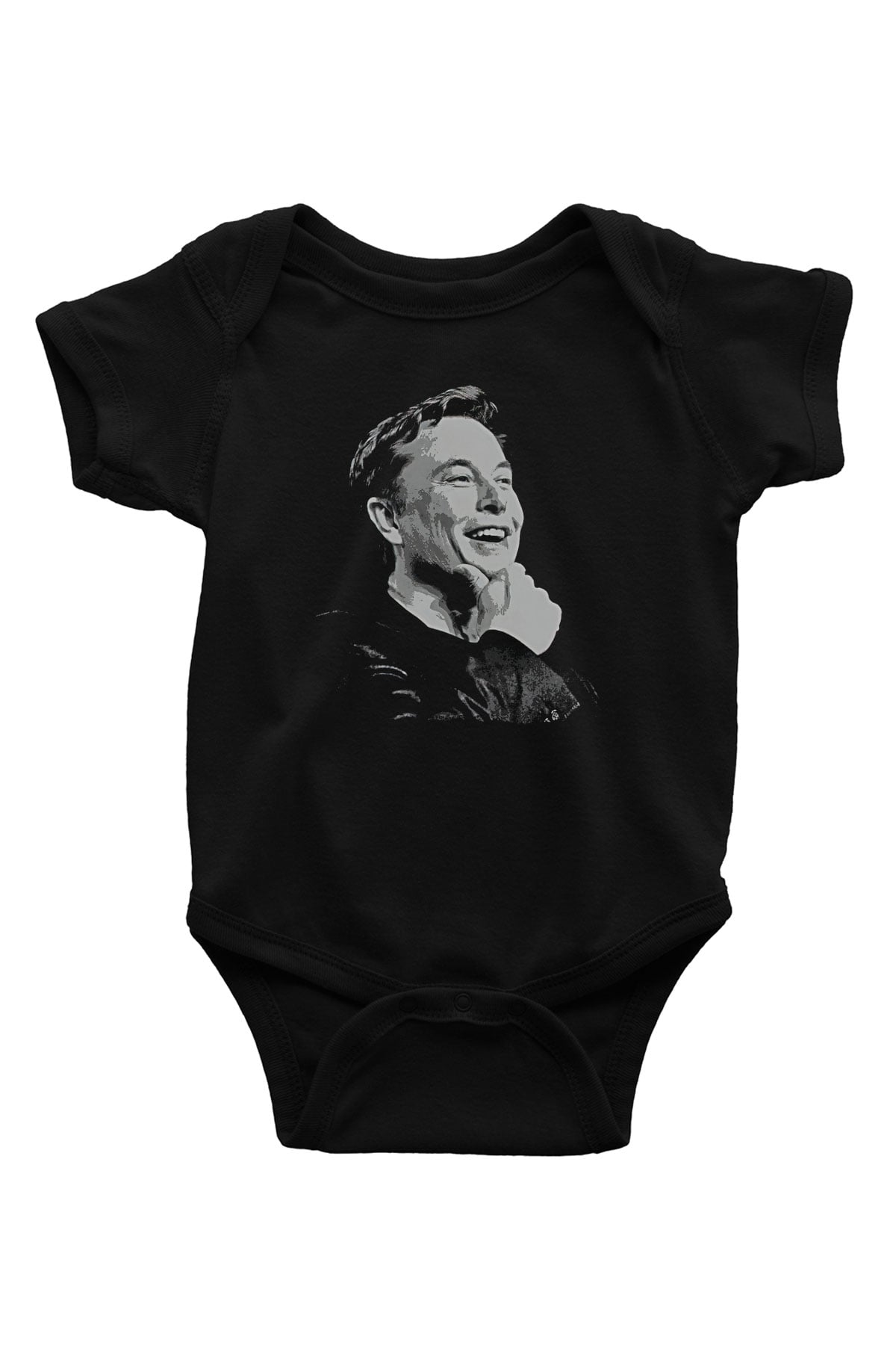 Elon Musk Baskılı Unisex Siyah Bebek Body - Zıbın