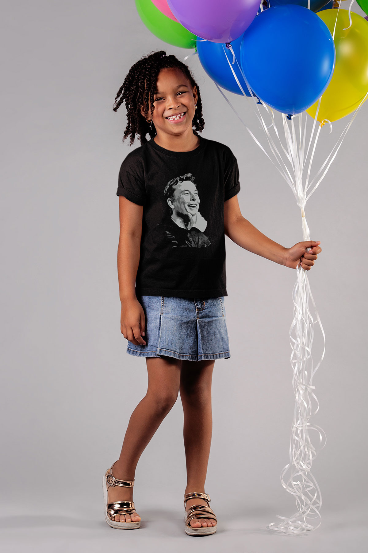 Elon Musk Baskılı Unisex Siyah Çocuk Tişört - Tshirt