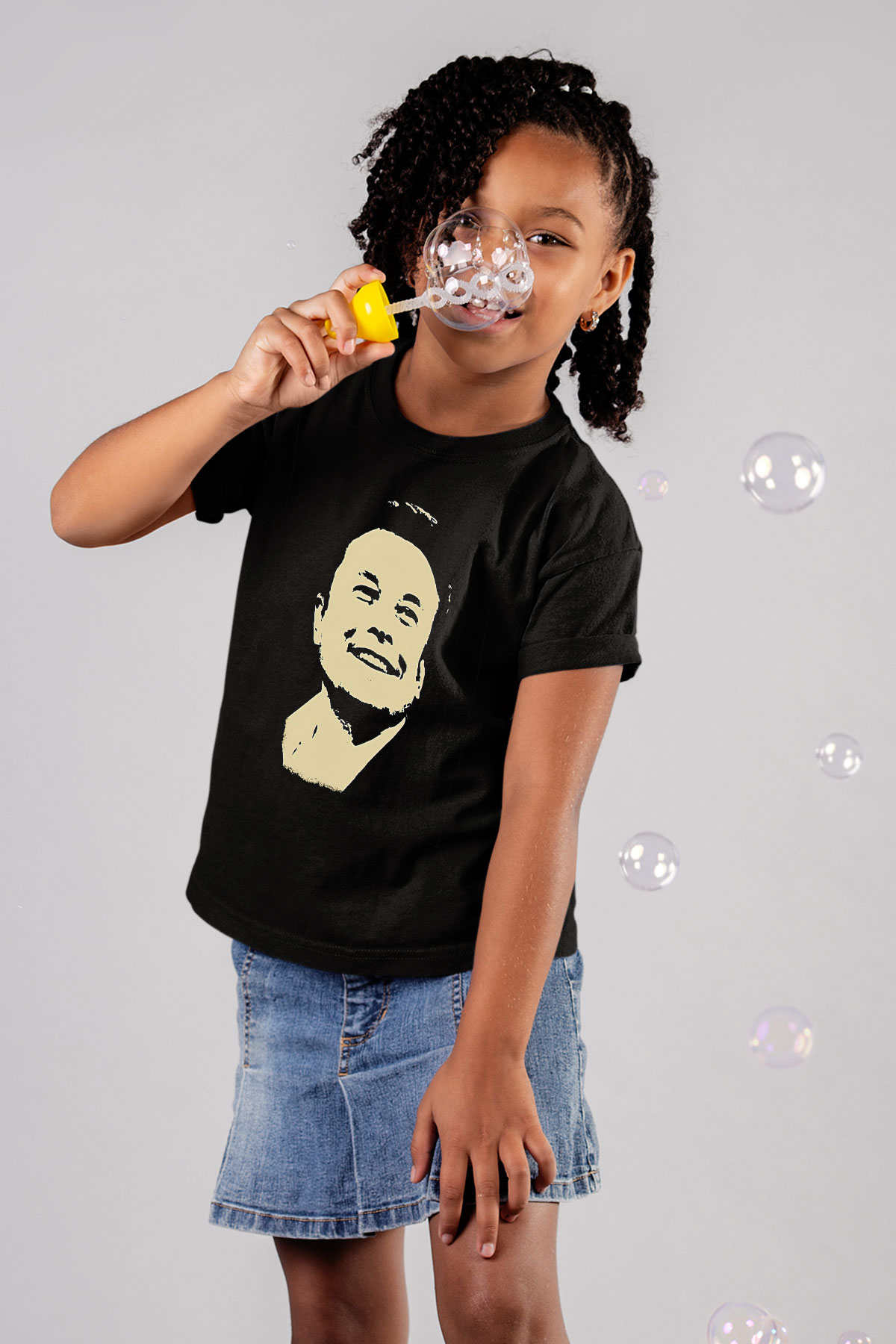 Elon Musk Baskılı Unisex Siyah Çocuk Tişört - Tshirt