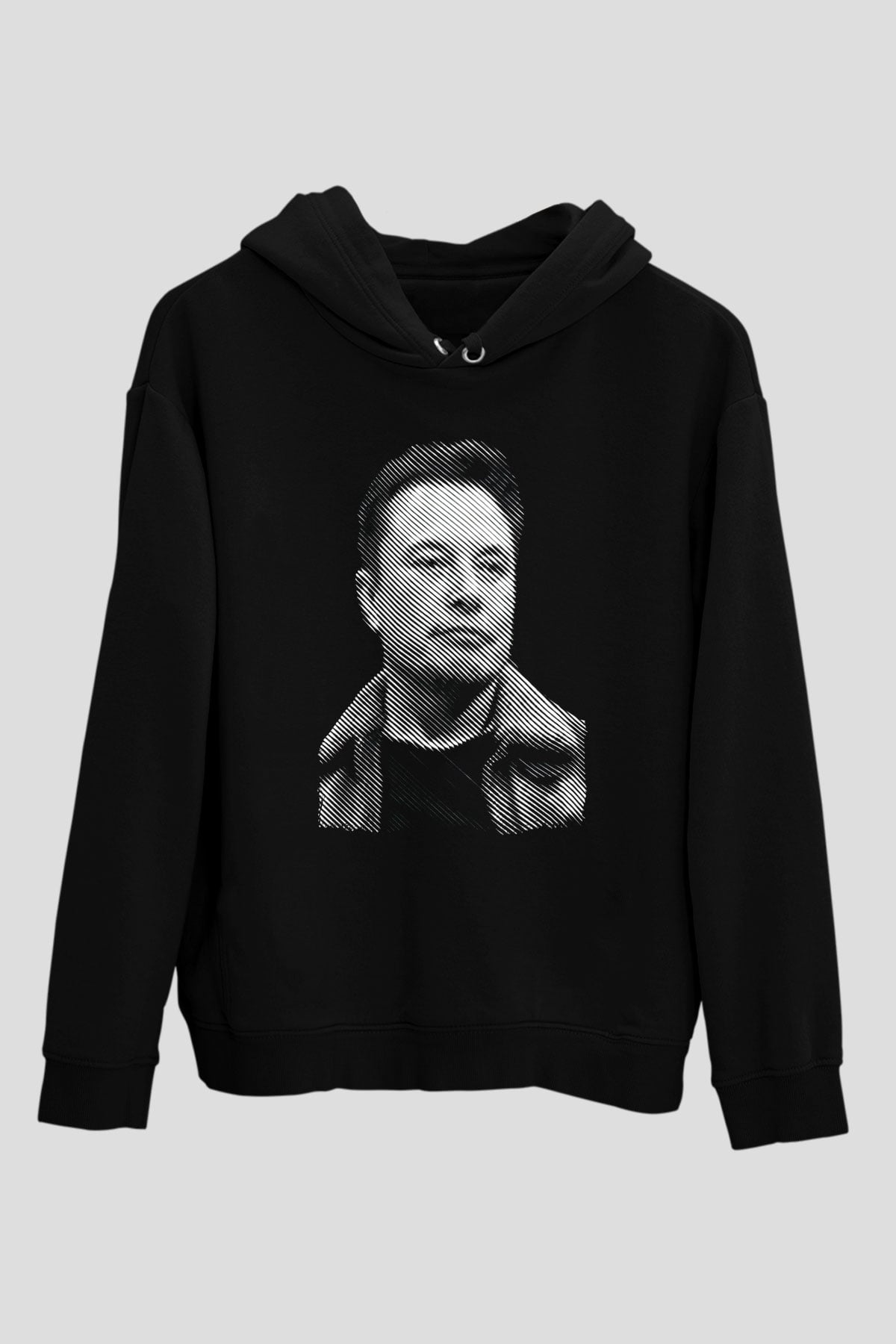 Elon Musk Baskılı Unisex Siyah Kapüşonlu Sweatshirt