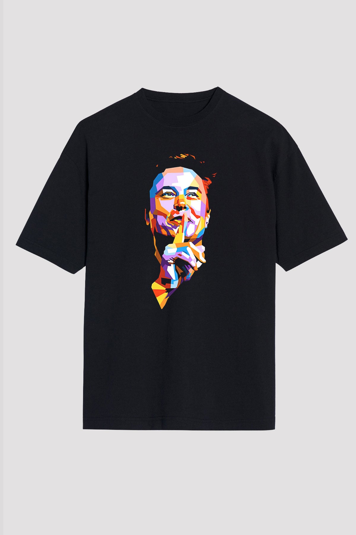 Elon Musk Baskılı Unisex Siyah Oversize Tişört - Tshirt