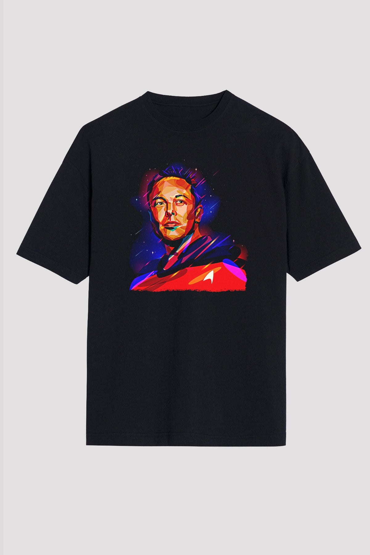 Elon Musk Baskılı Unisex Siyah Oversize Tişört - Tshirt