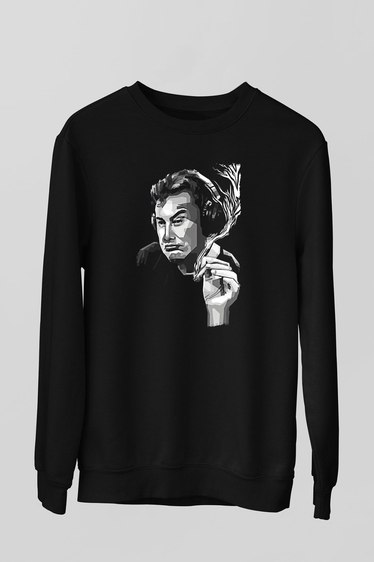Elon Musk Baskılı Unisex Siyah Sweatshirt