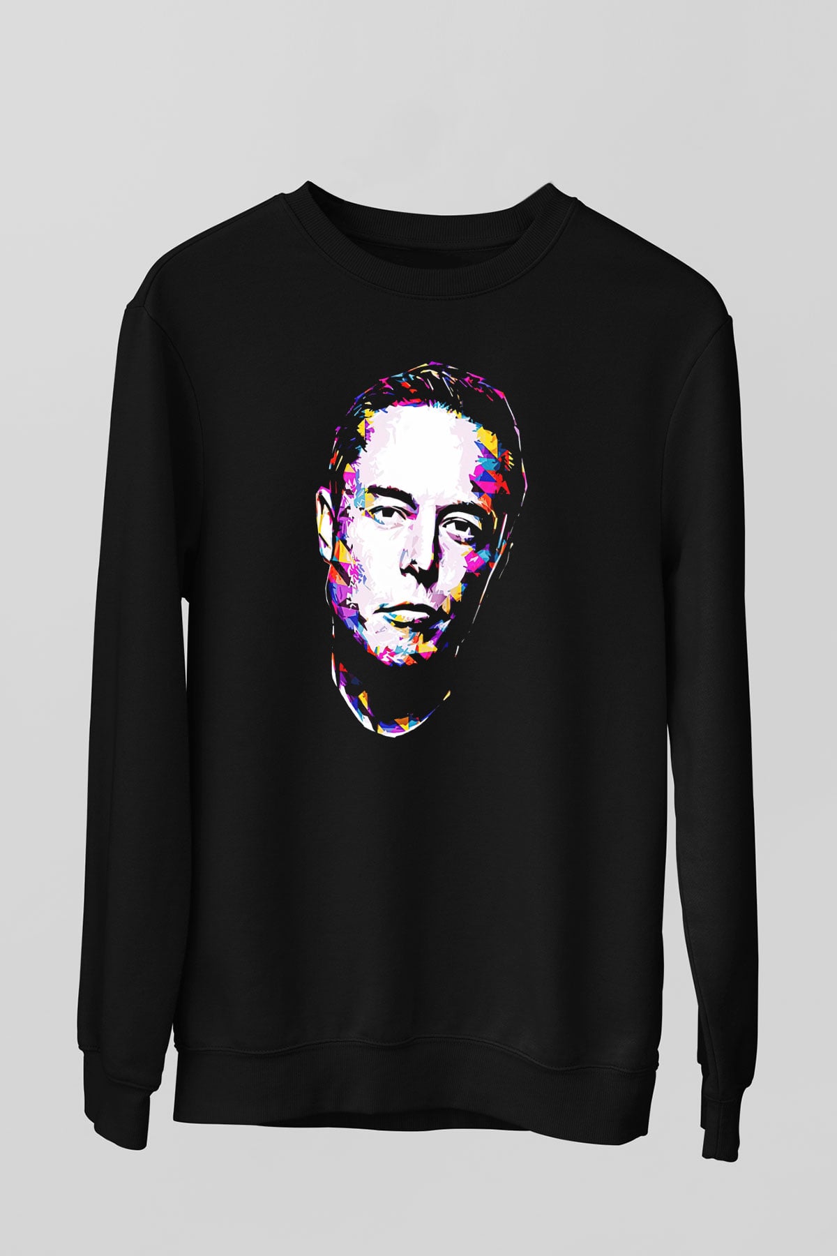 Elon Musk Baskılı Unisex Siyah Sweatshirt