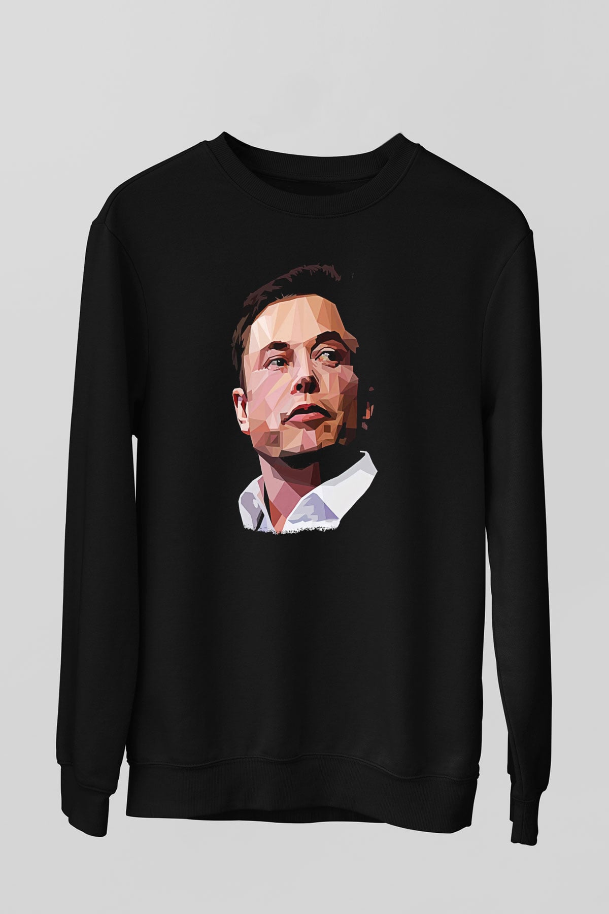 Elon Musk Baskılı Unisex Siyah Sweatshirt