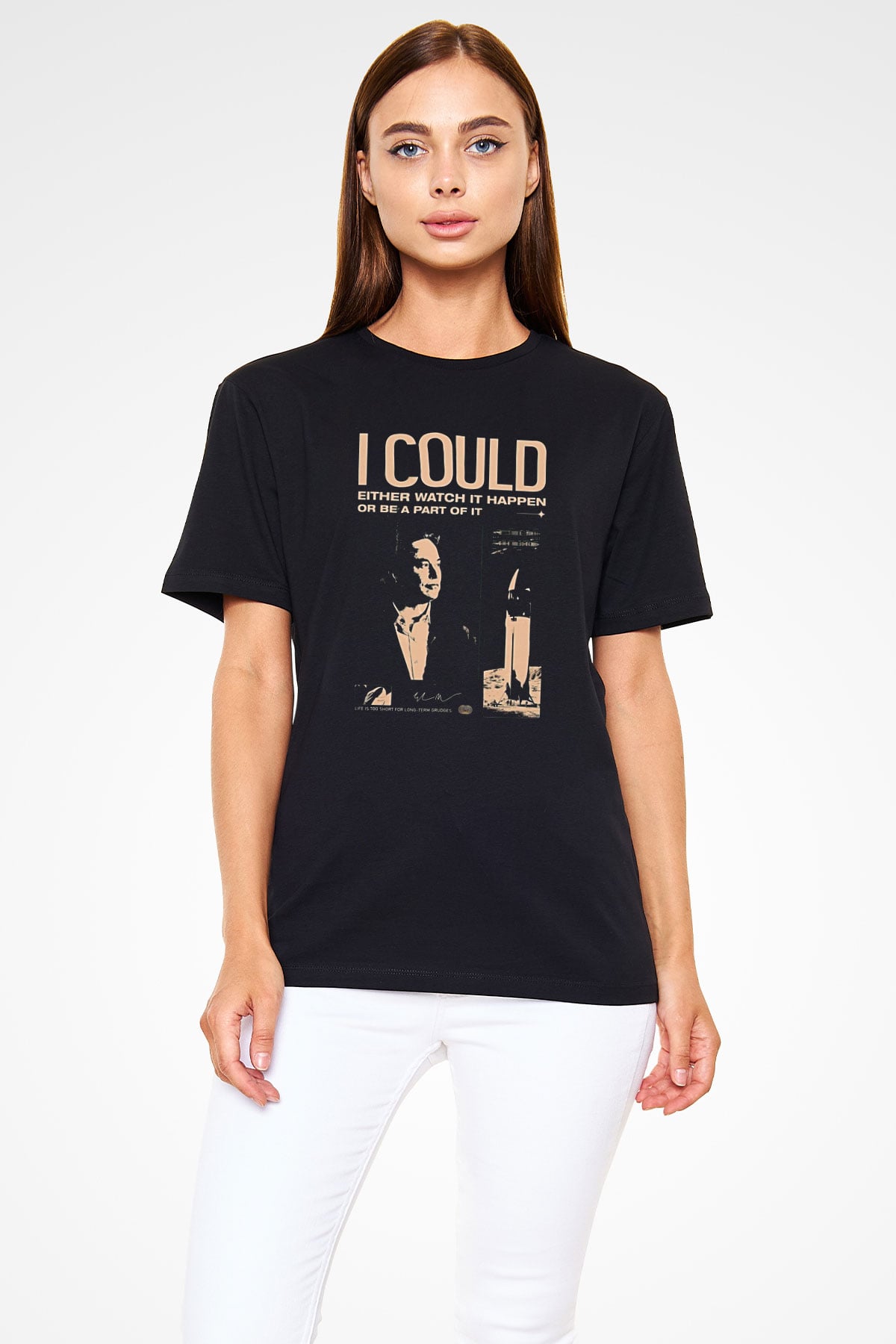 Elon Musk Baskılı Unisex Siyah Tişört - Tshirt