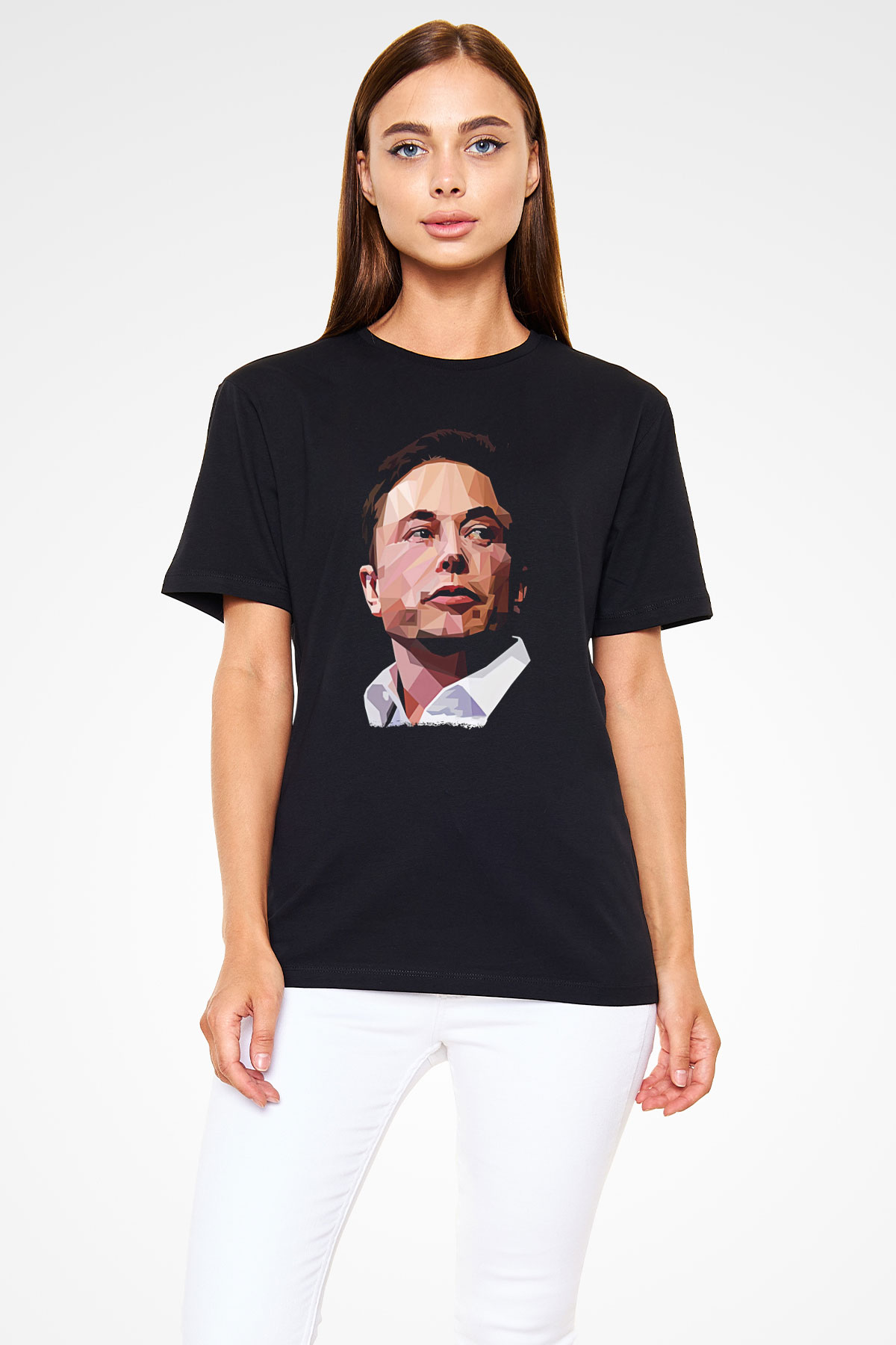 Elon Musk Baskılı Unisex Siyah Tişört - Tshirt