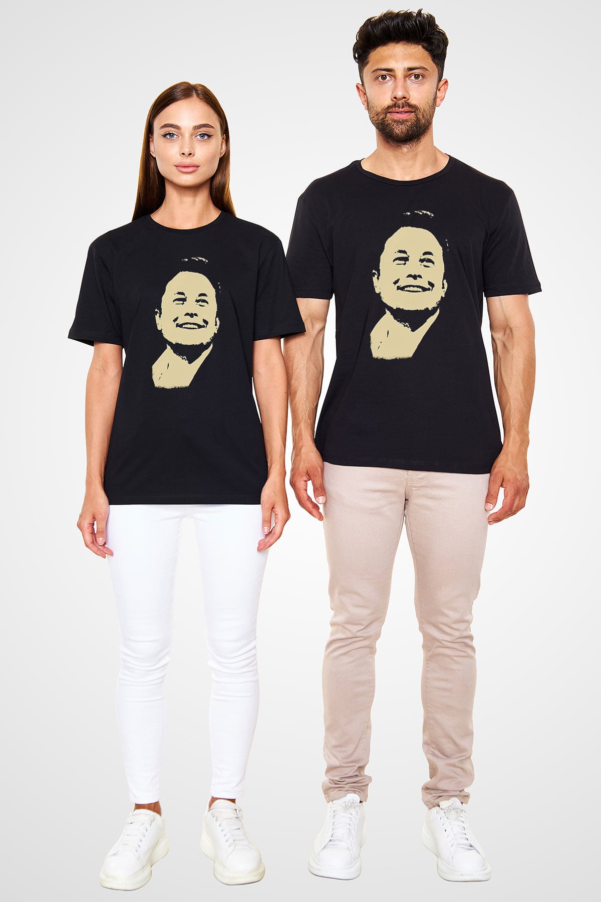 Elon Musk Baskılı Unisex Siyah Tişört - Tshirt